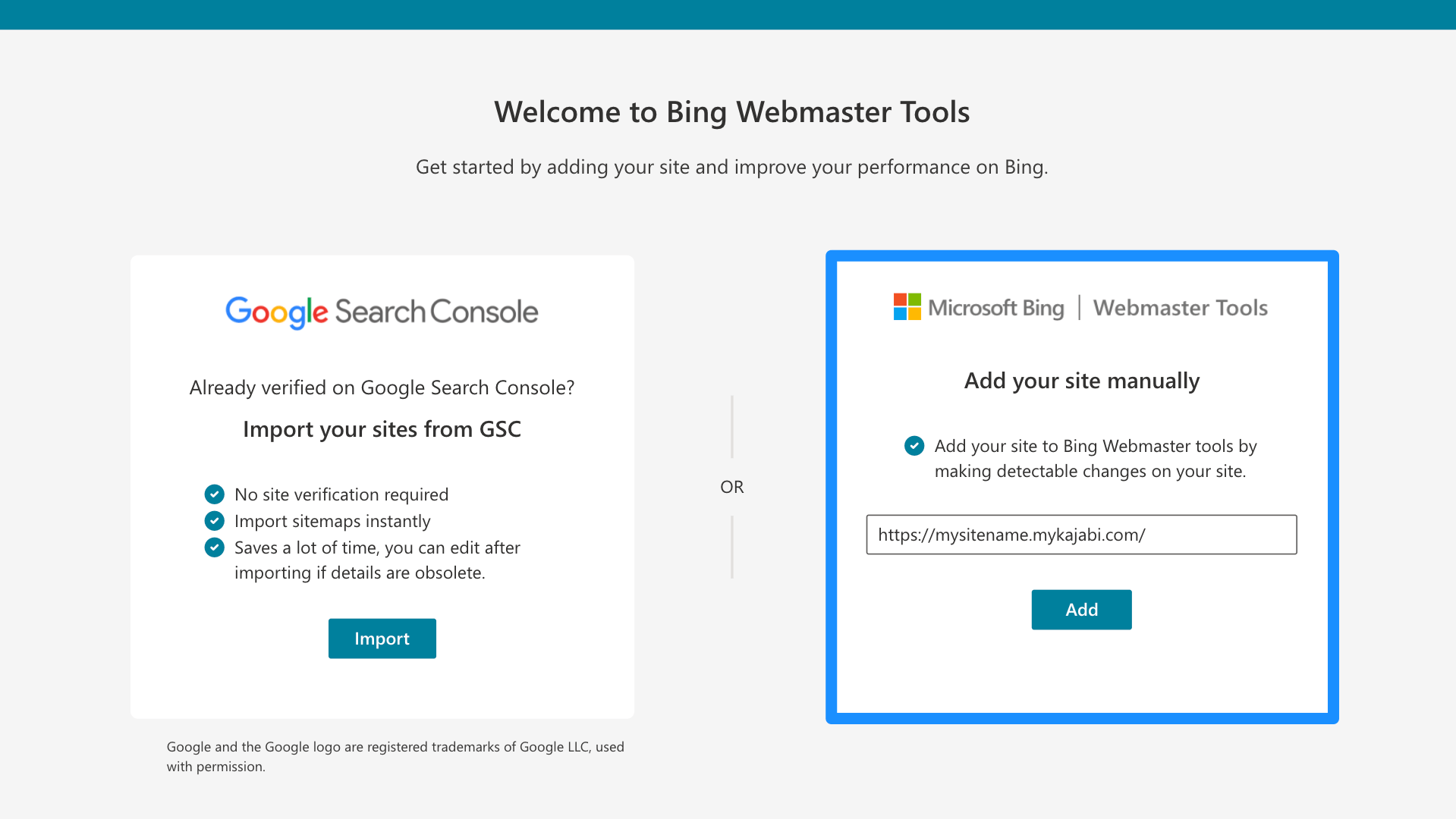 Bing add site