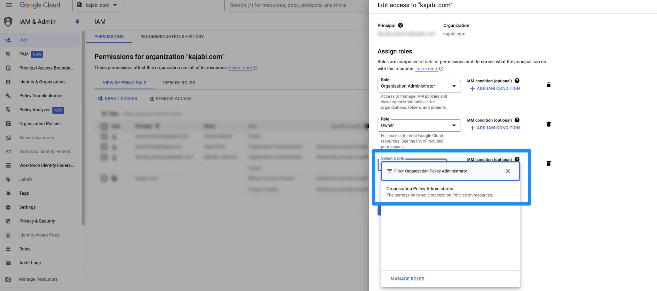 Organization policy administrator