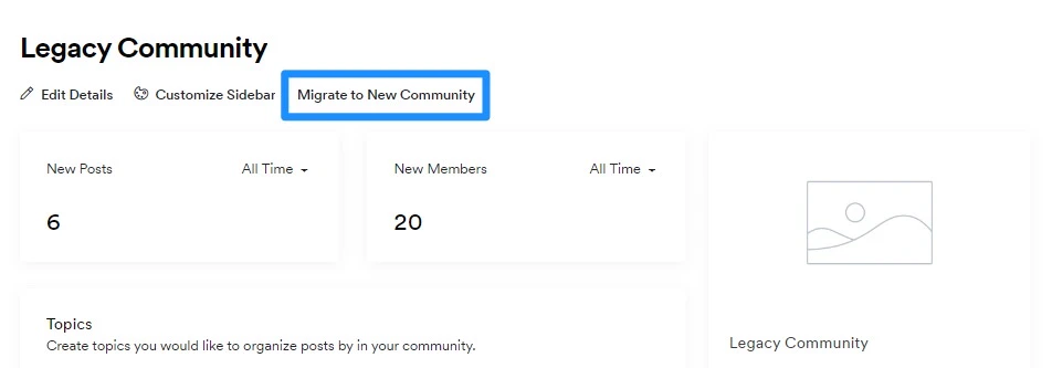 Migrate to New Community button