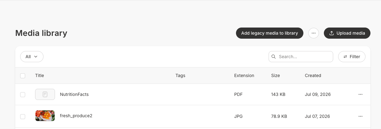 Add legacy media to library