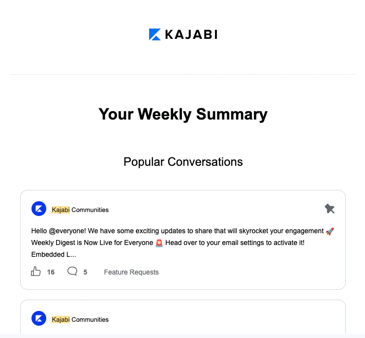 Weekly digest content options