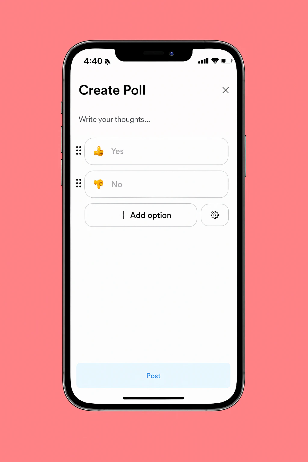 Mobile poll creation