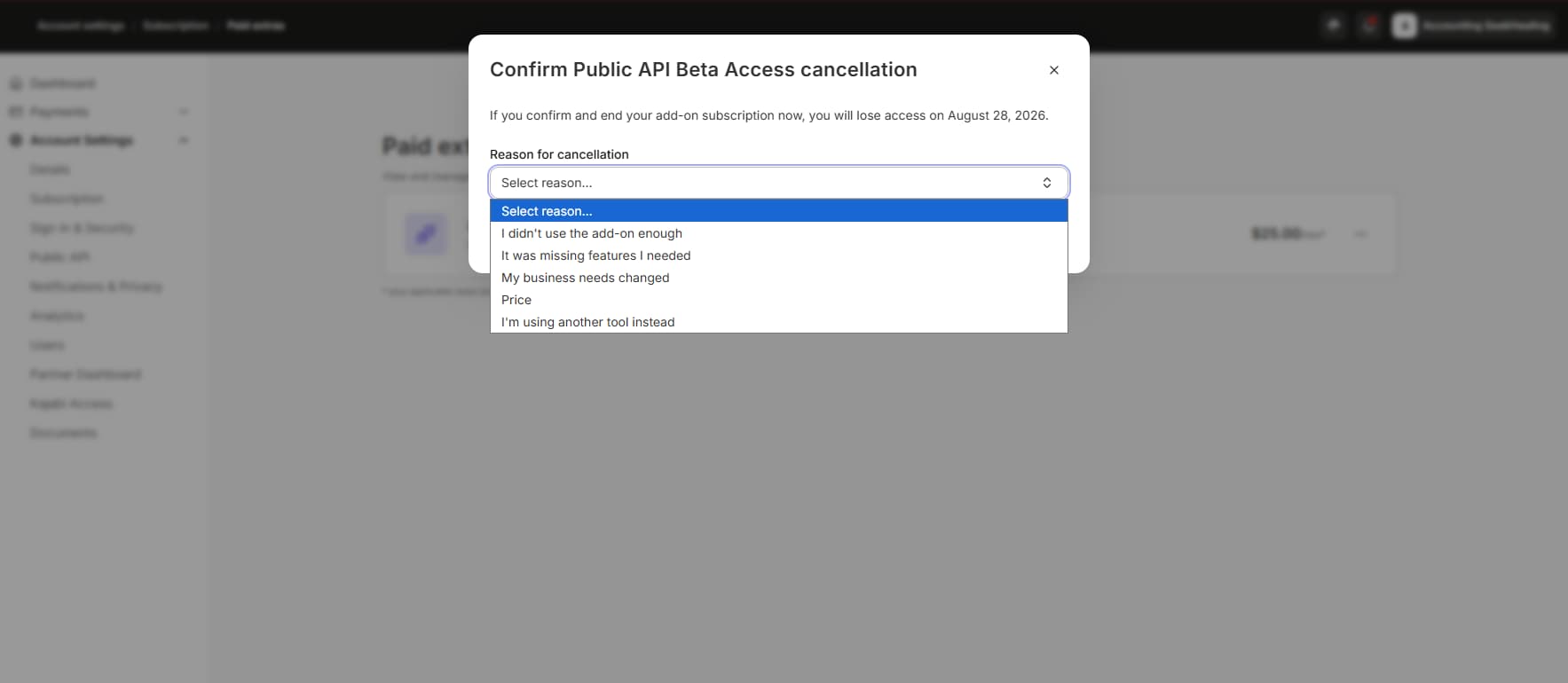Cancel Add On