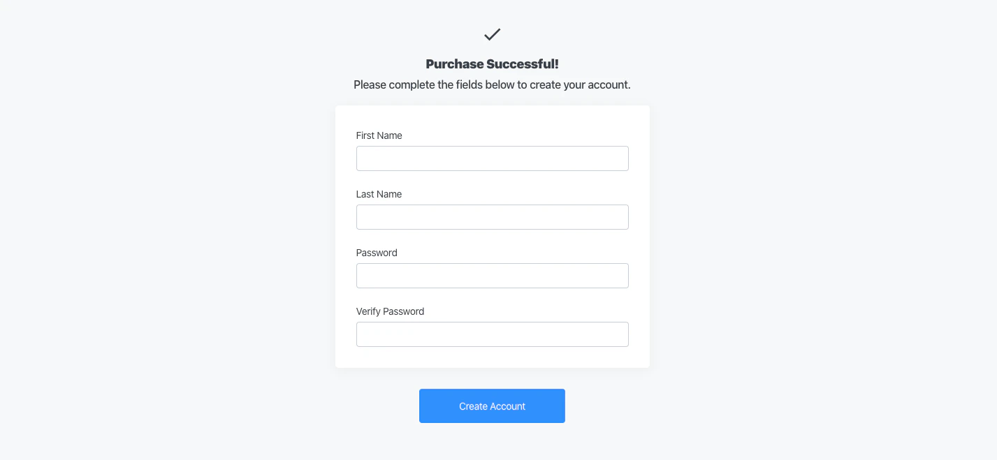 Account creation screen