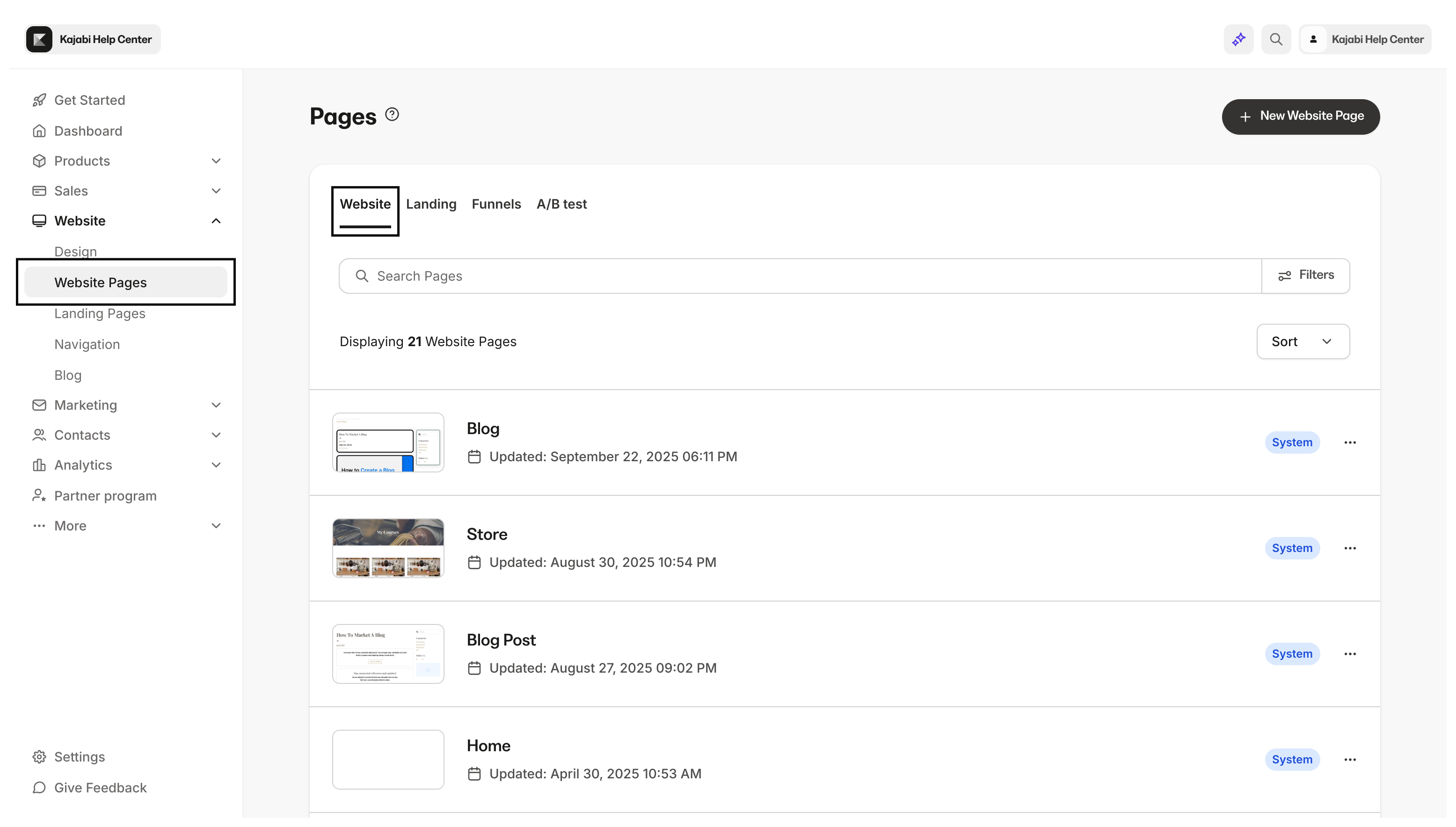 Website Pages