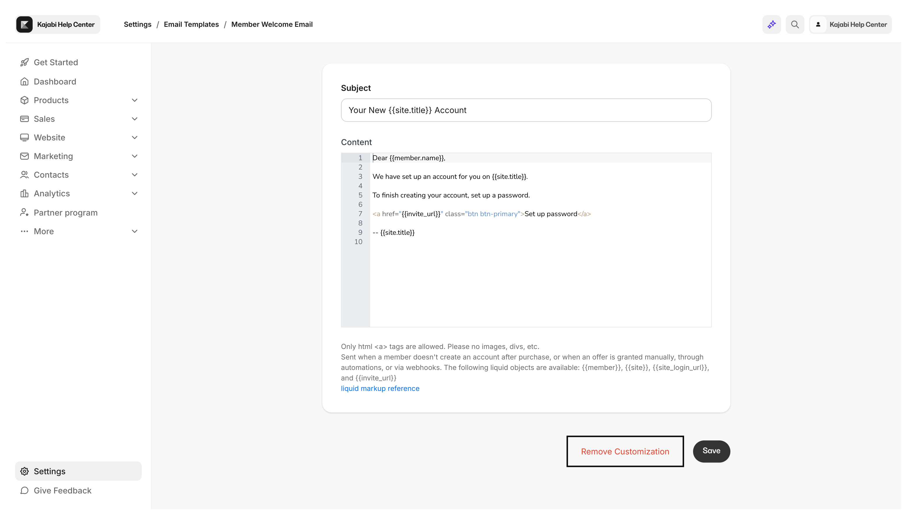 Remove customization button