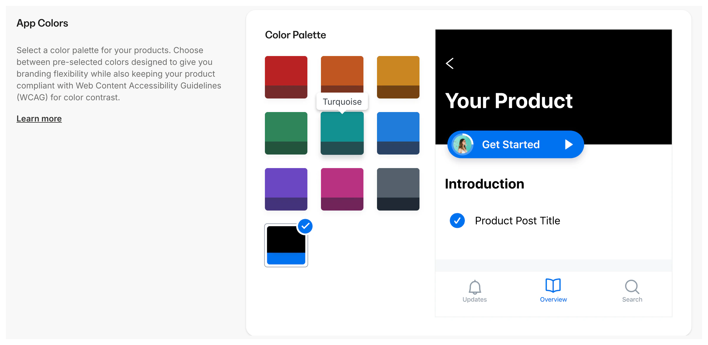 Color palette options