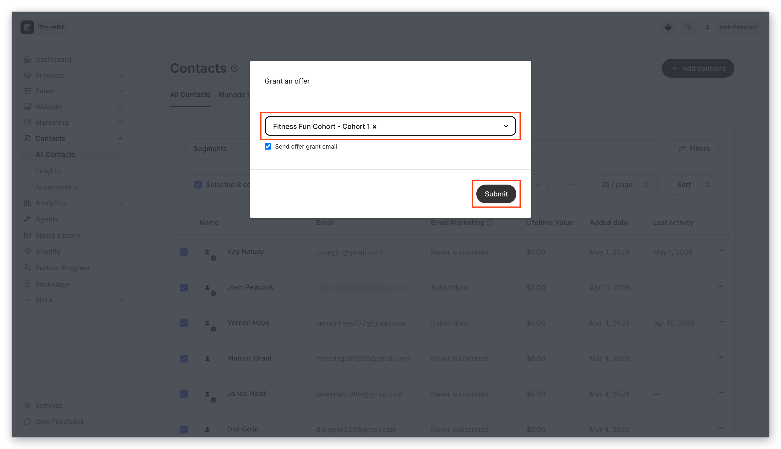 Grant Offer dialog