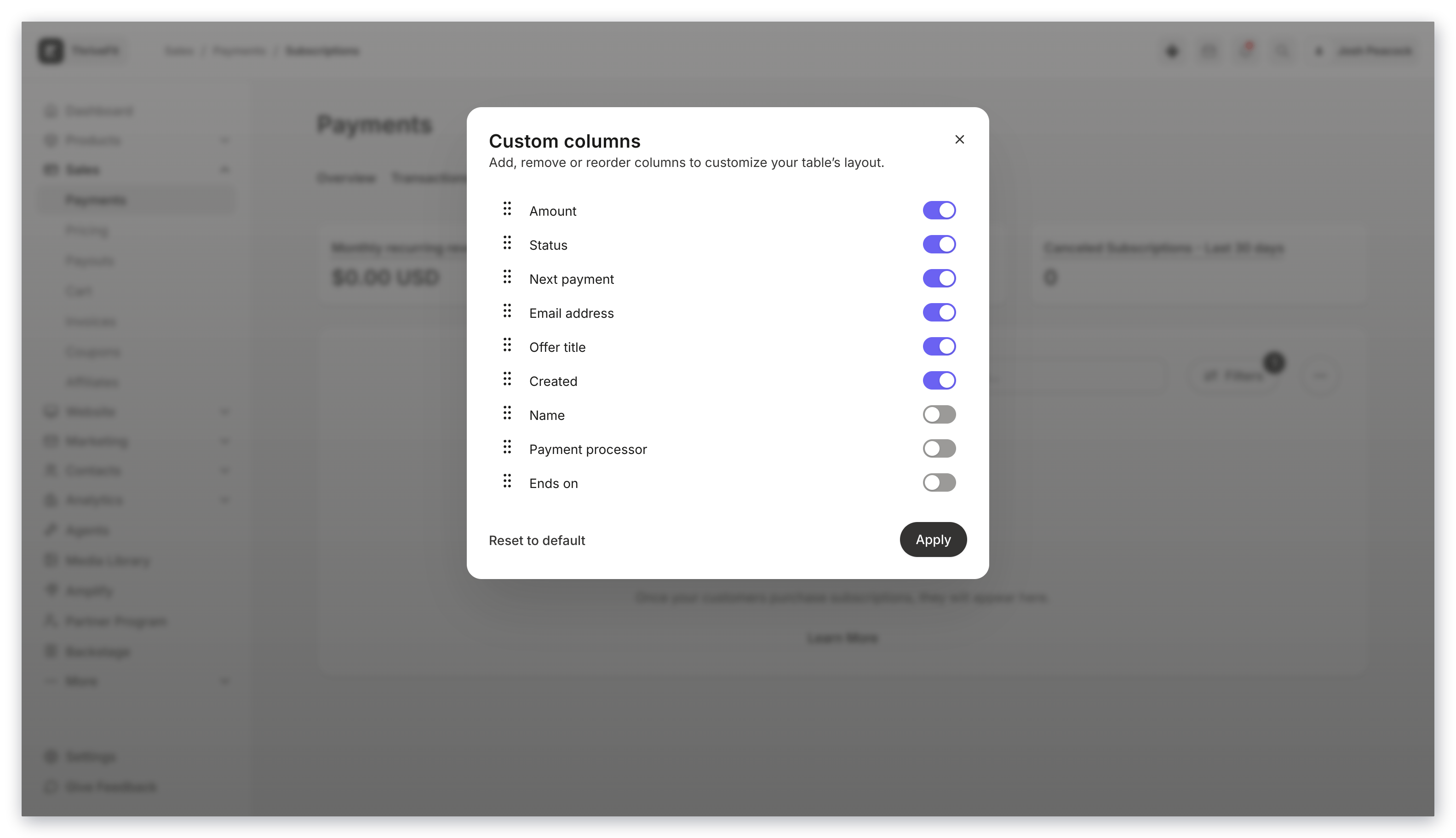 Customize columns