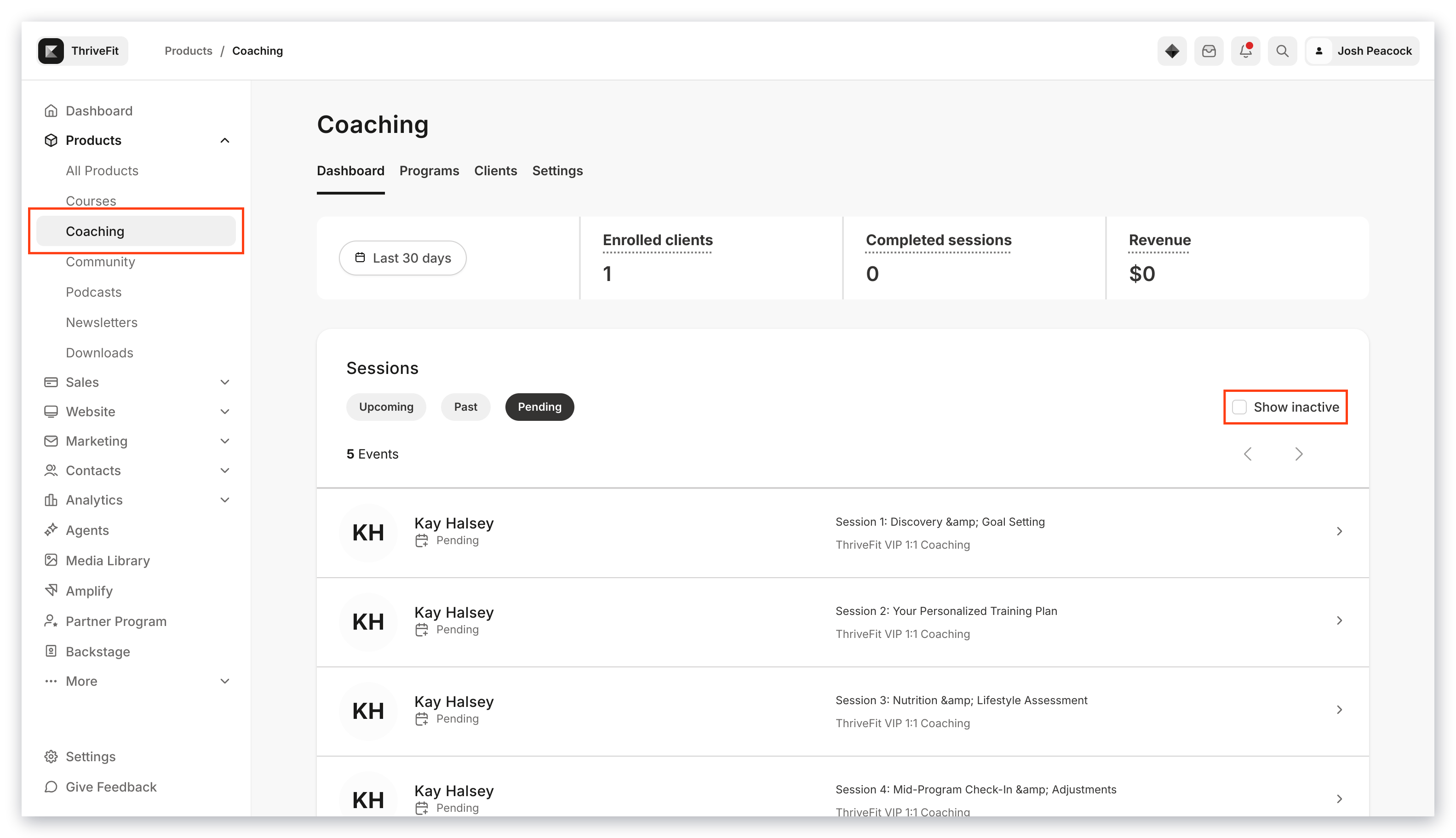 Show Inactive Sessions