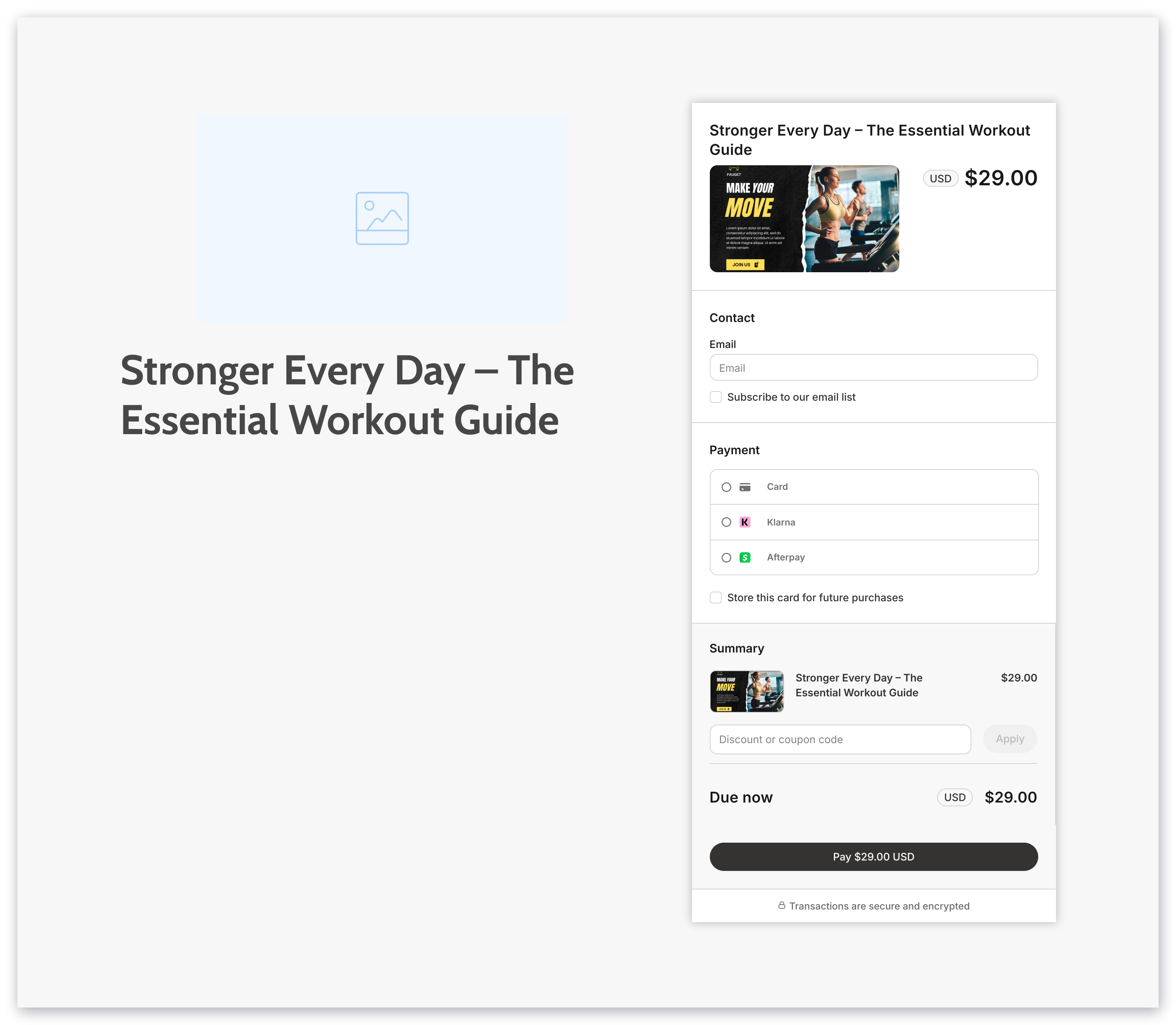 Checkout page