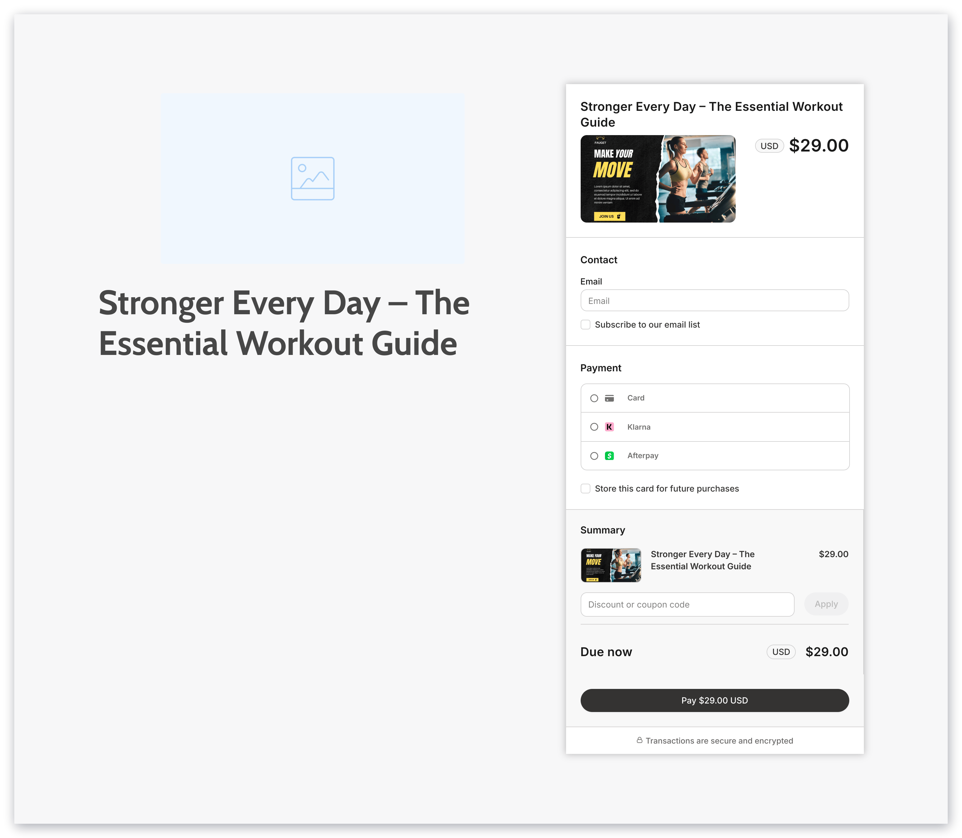 Checkout page