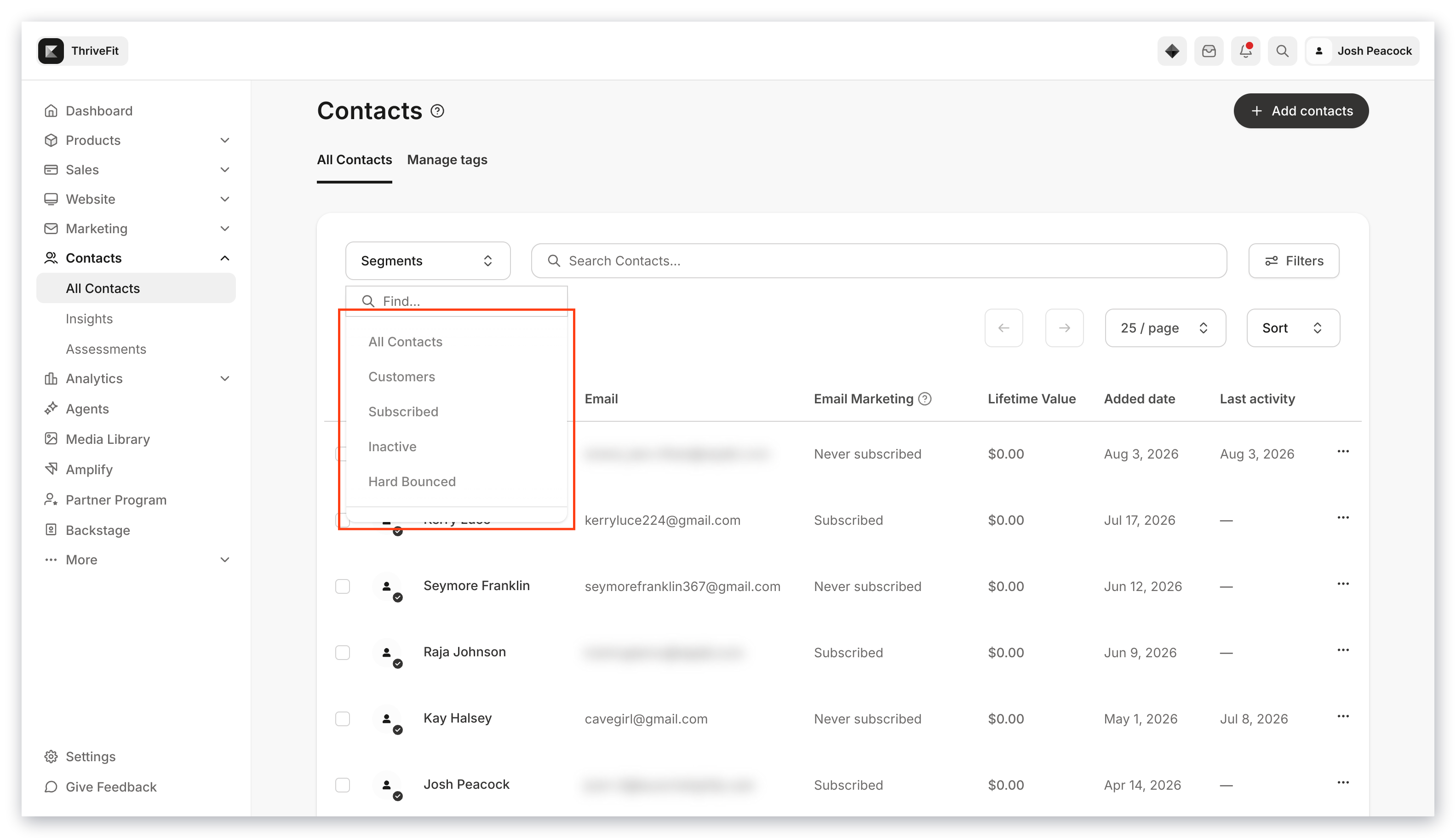Default segments
