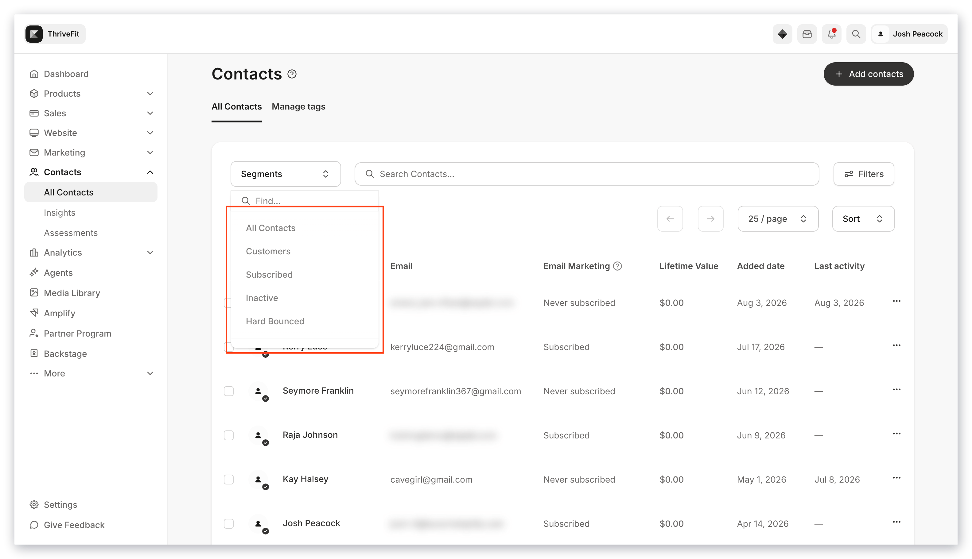 Default segments