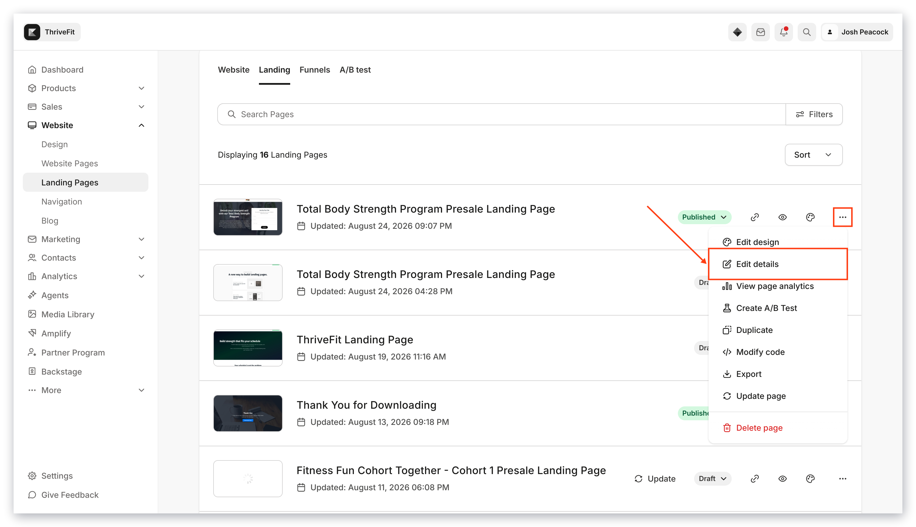 Edit Page Details