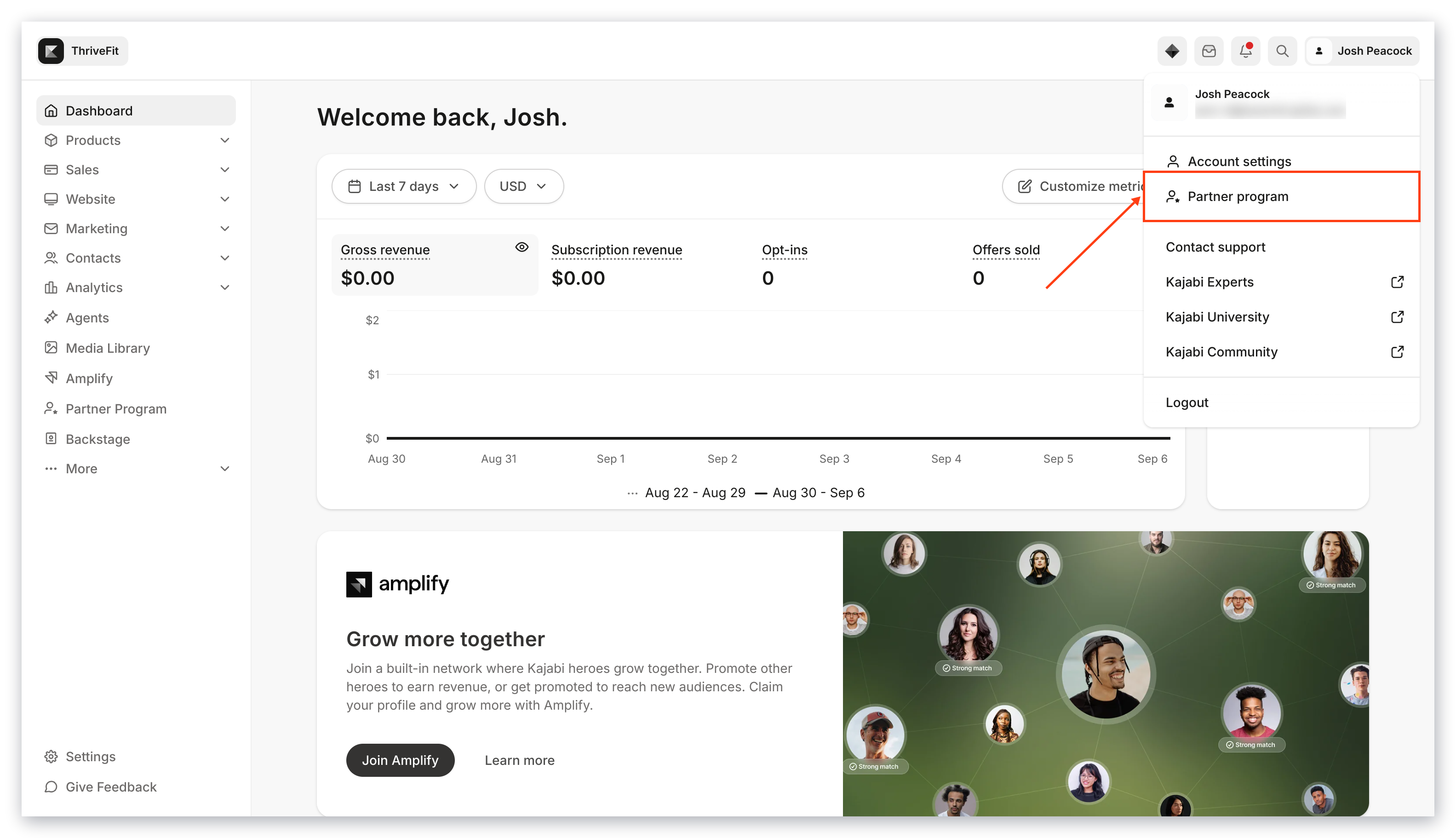 Partner program menu