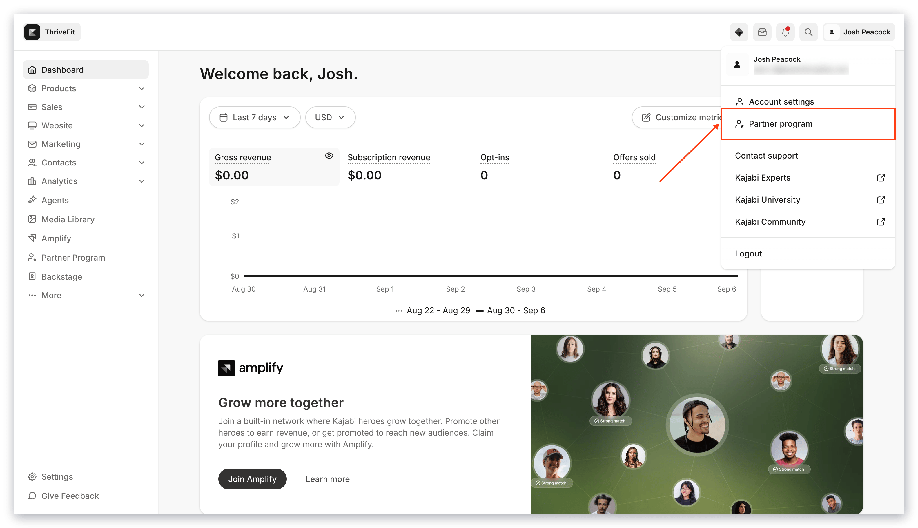 Partner program menu