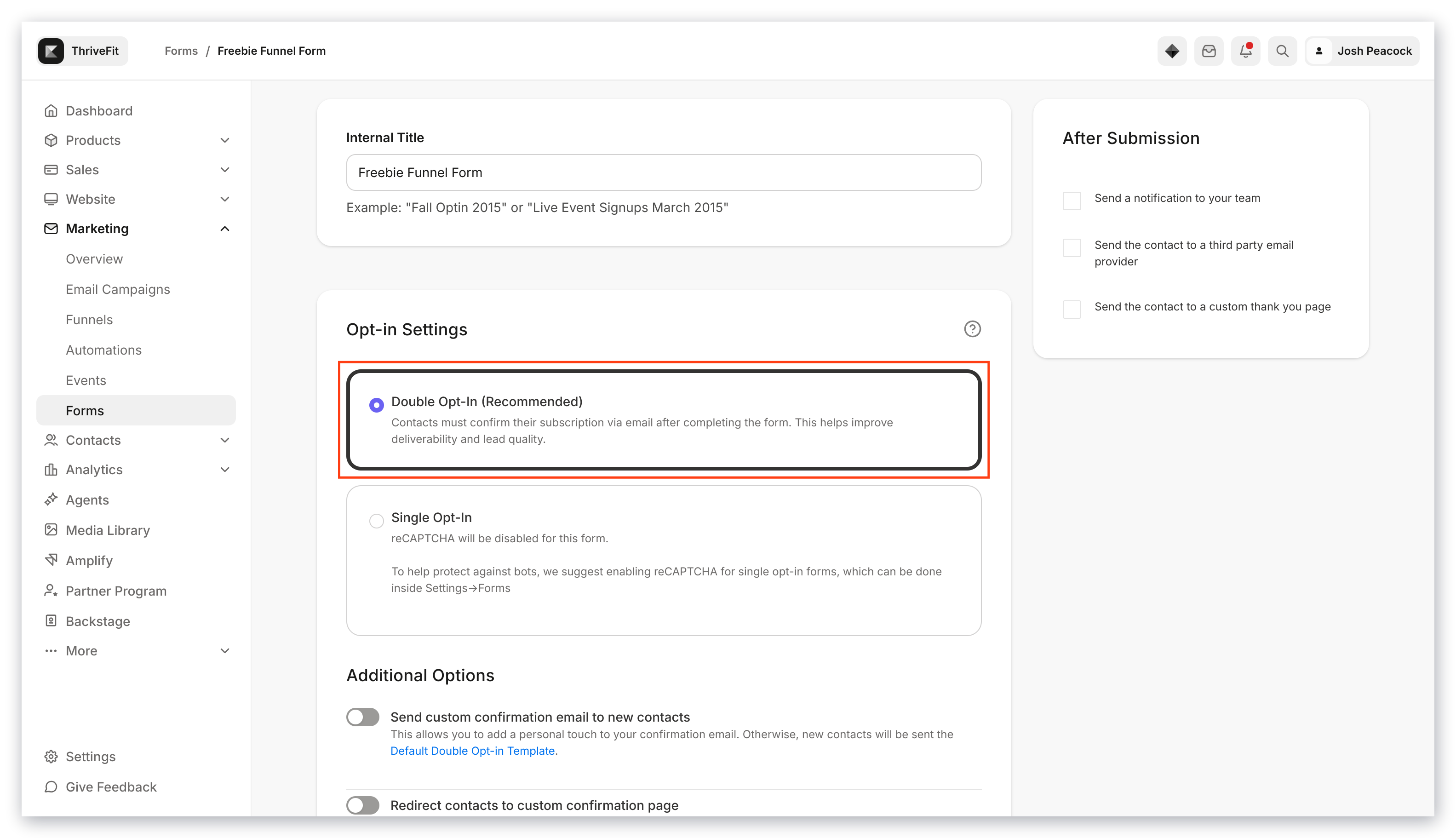 Forms Double Opt In