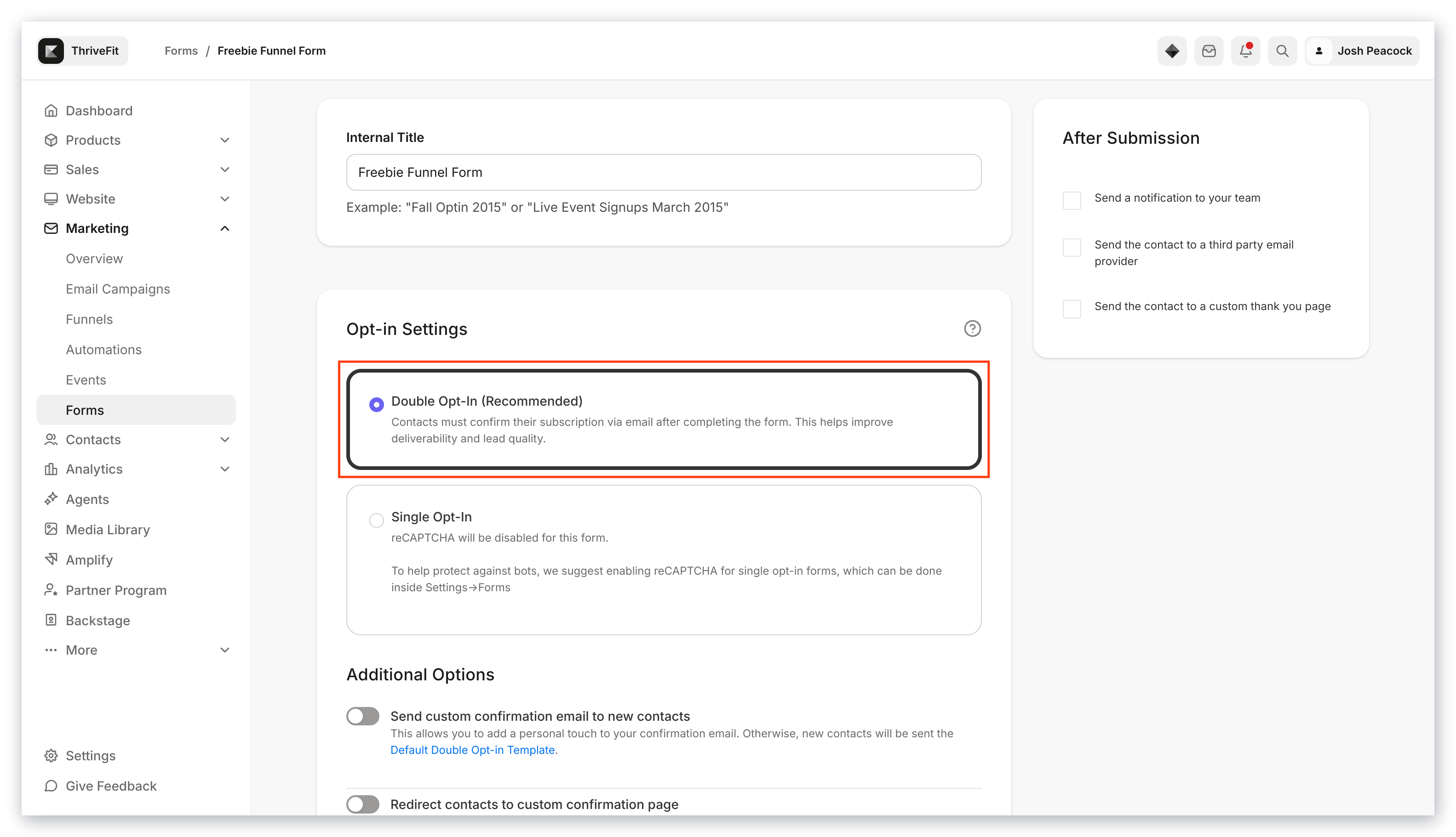 Forms Double Opt In