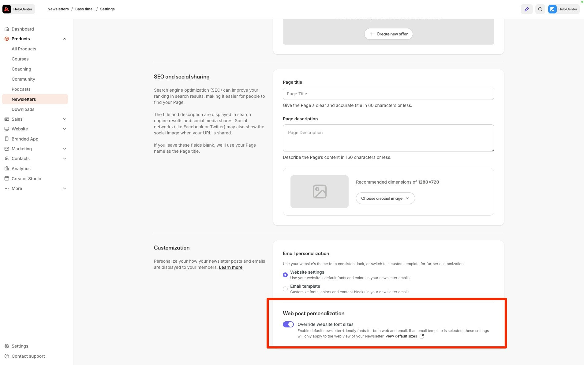 Override font styles