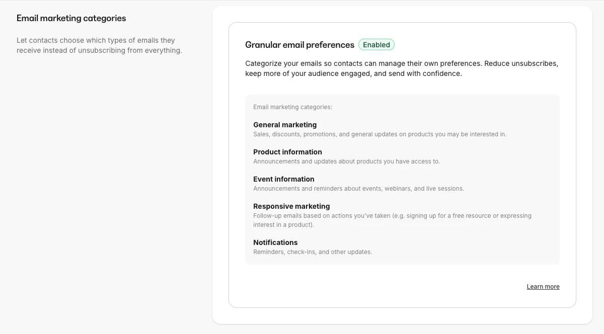 Email Marketing Categories