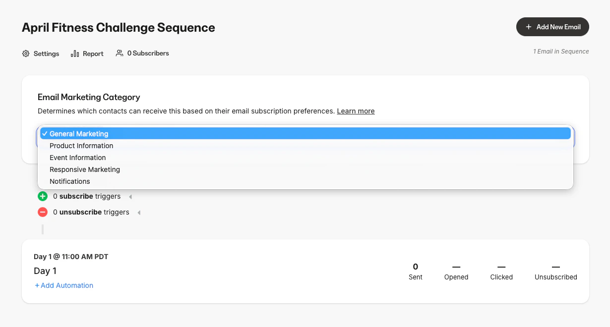 Marketing Categories Sequences