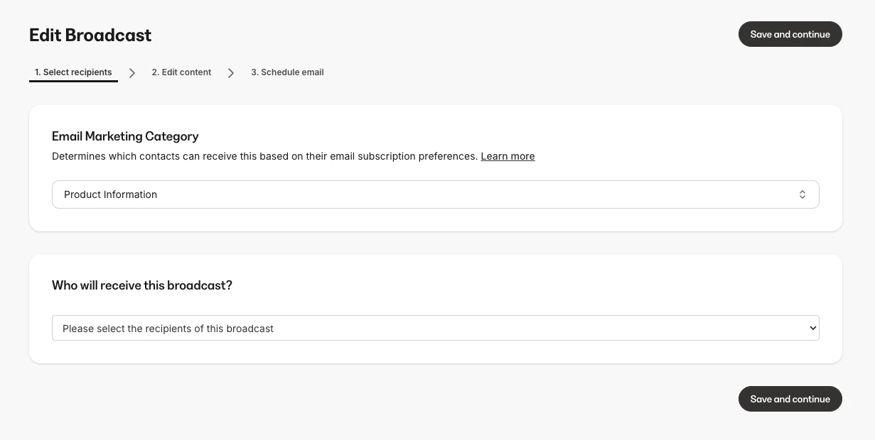 Marketing Category Broadcasts