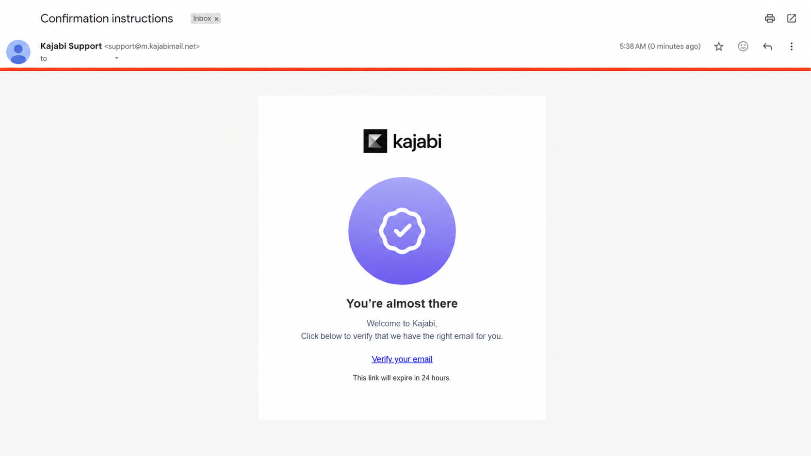 Verify your email button