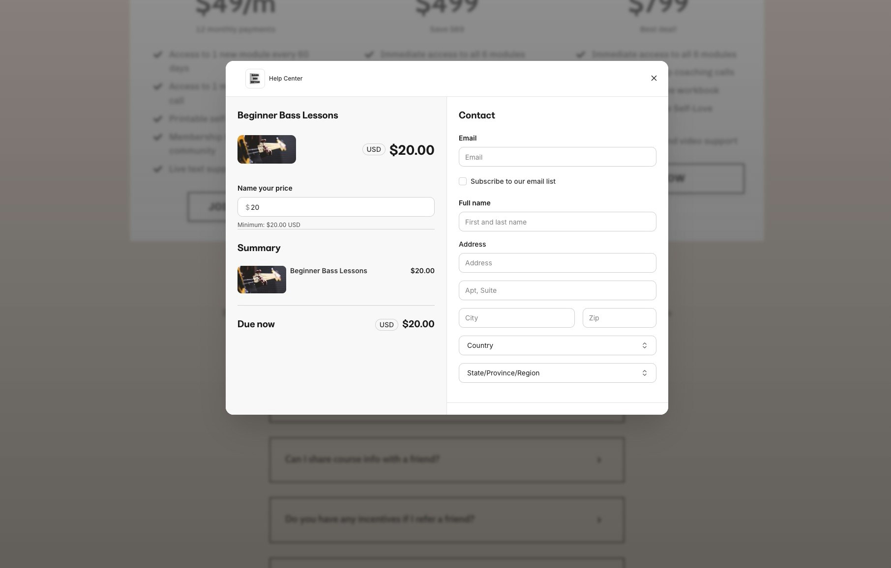 Popup Checkout button settings
