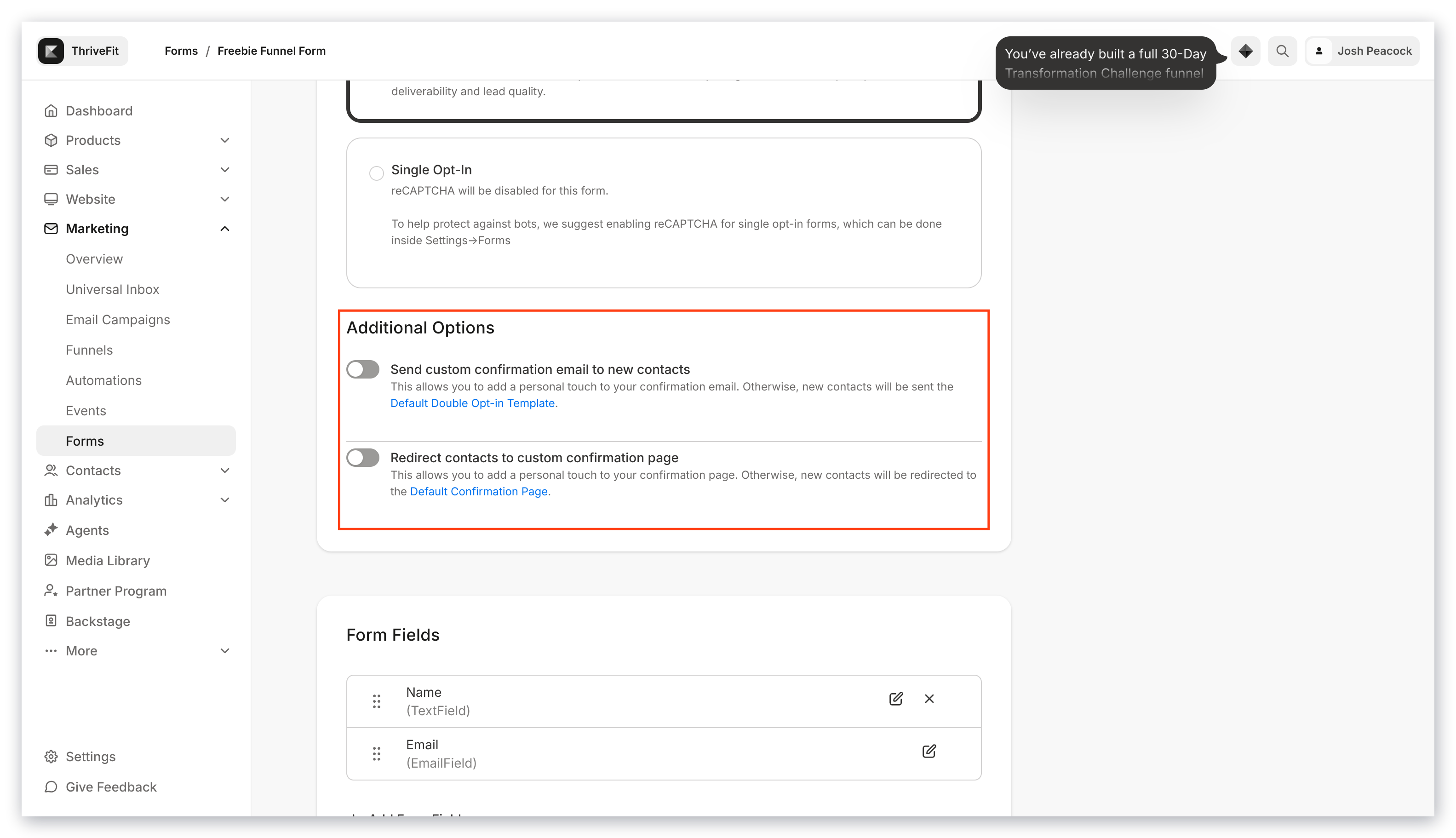 Double opt-in additional options