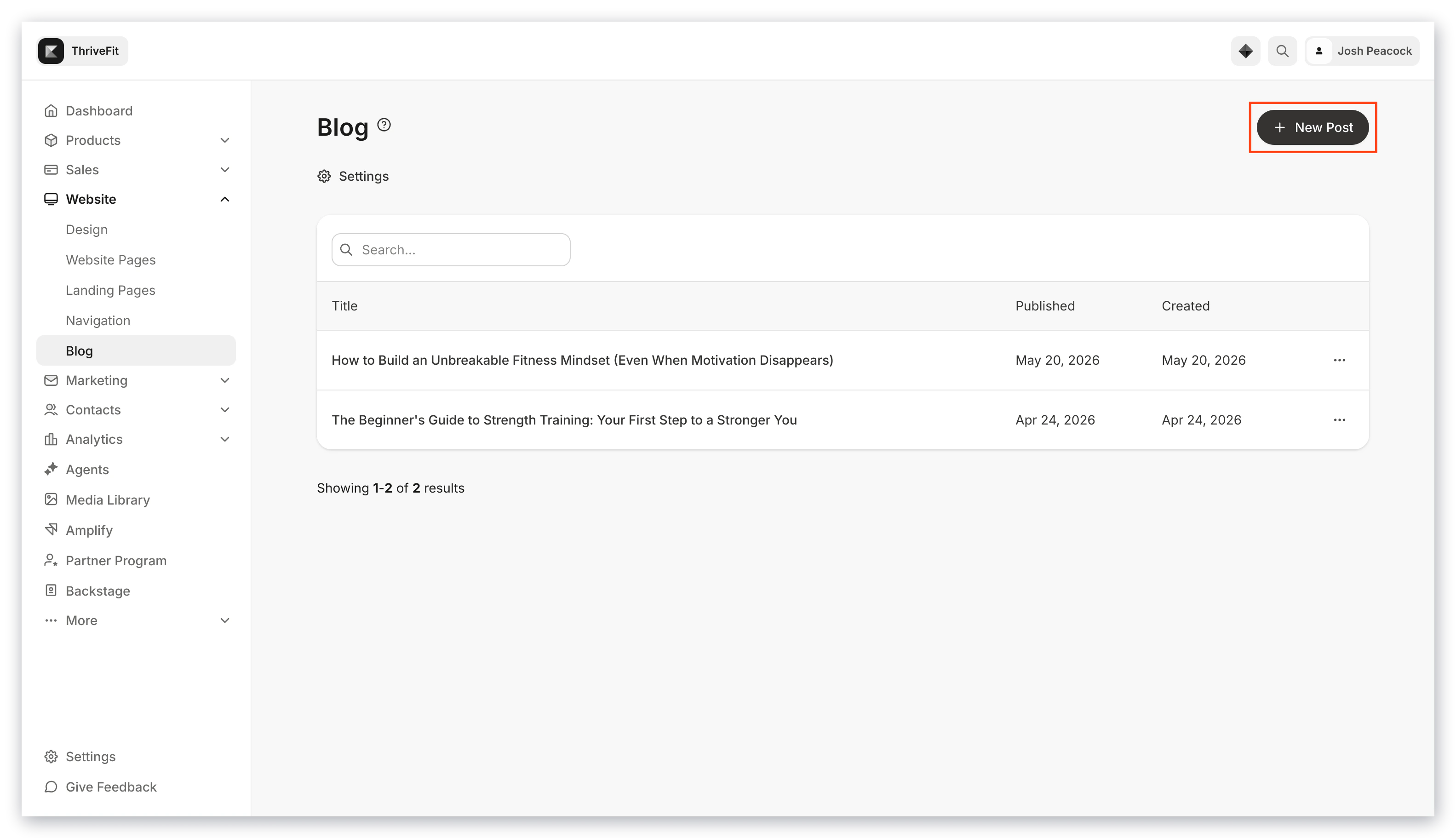 Create new blog post