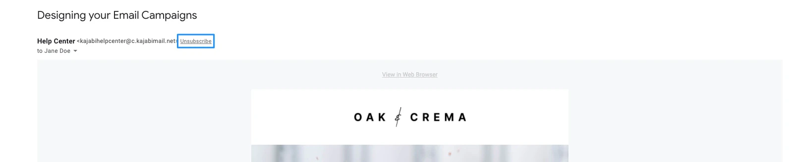 Unsubscribe at top of email