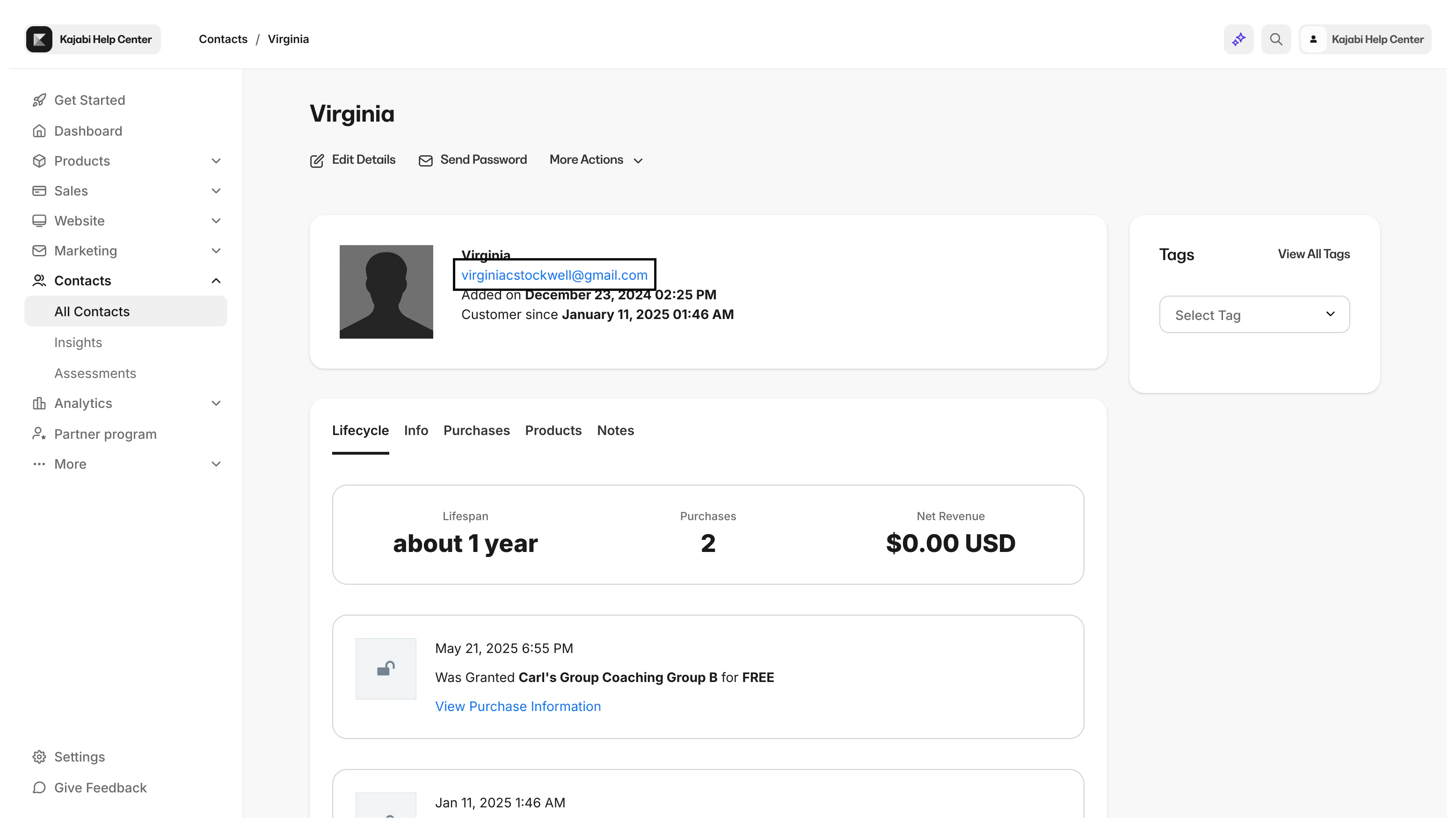 Copy Contact Email Address