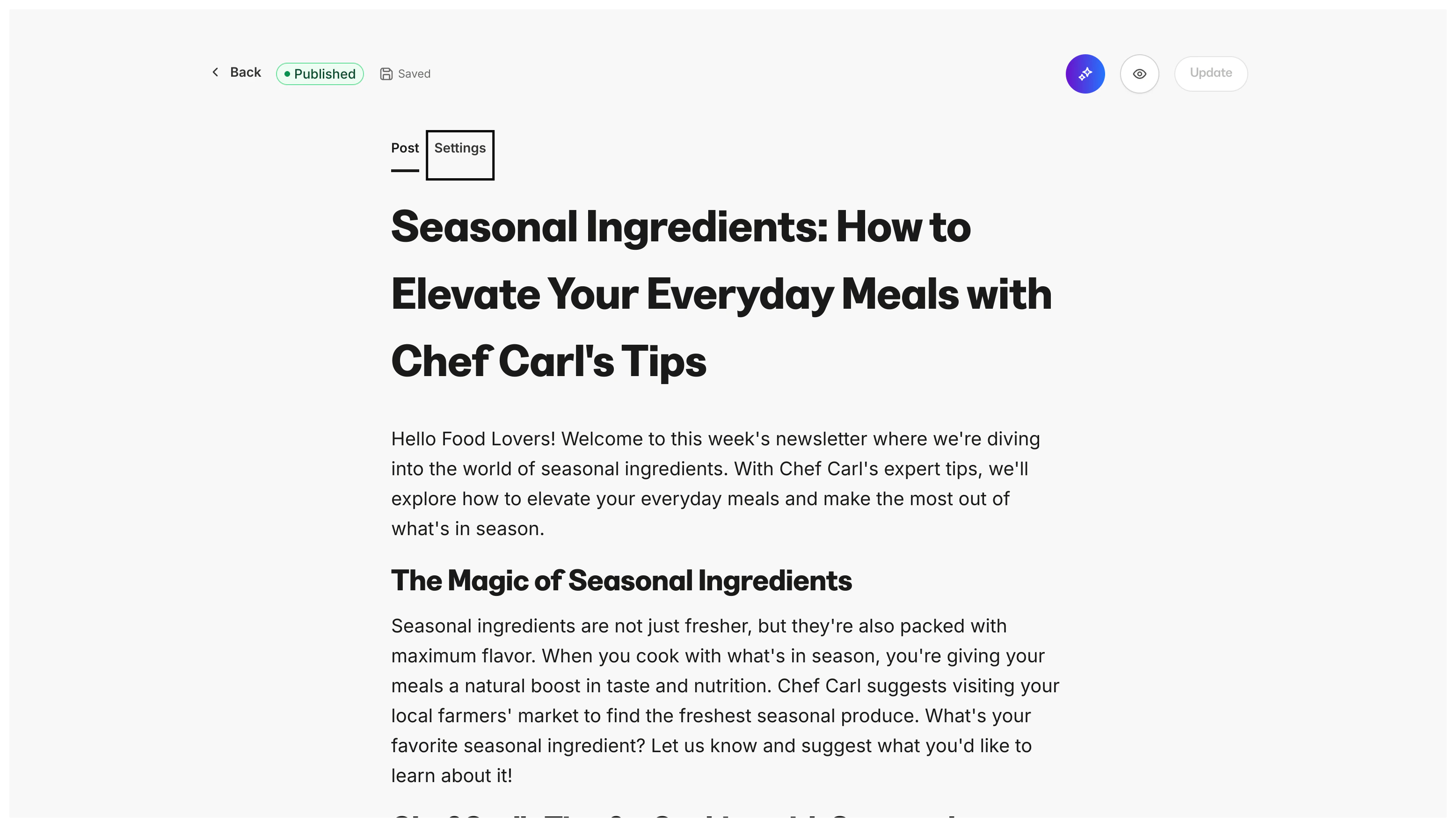 Newsletter post settings