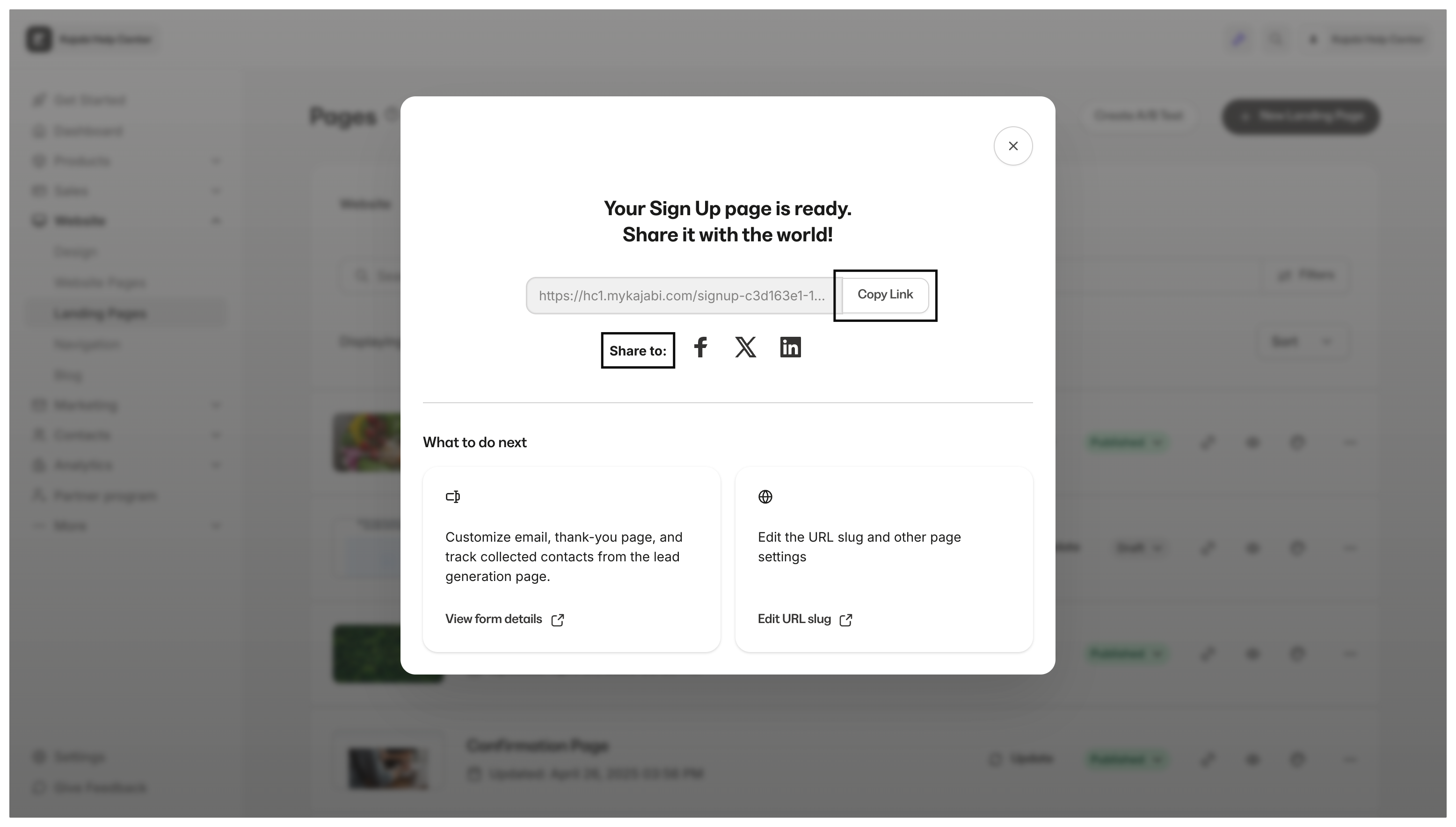 Modal - Copy Link