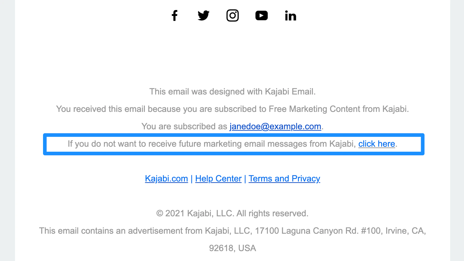 Unsubscribe from marketing emails
