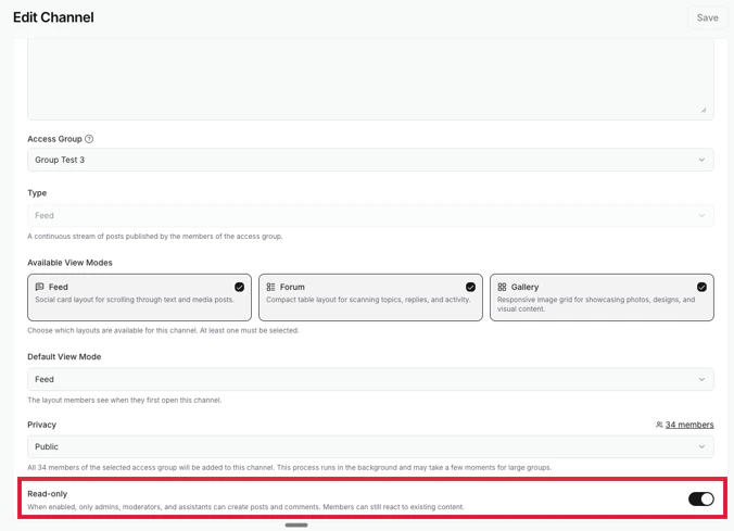 Read Only Channel Toggle