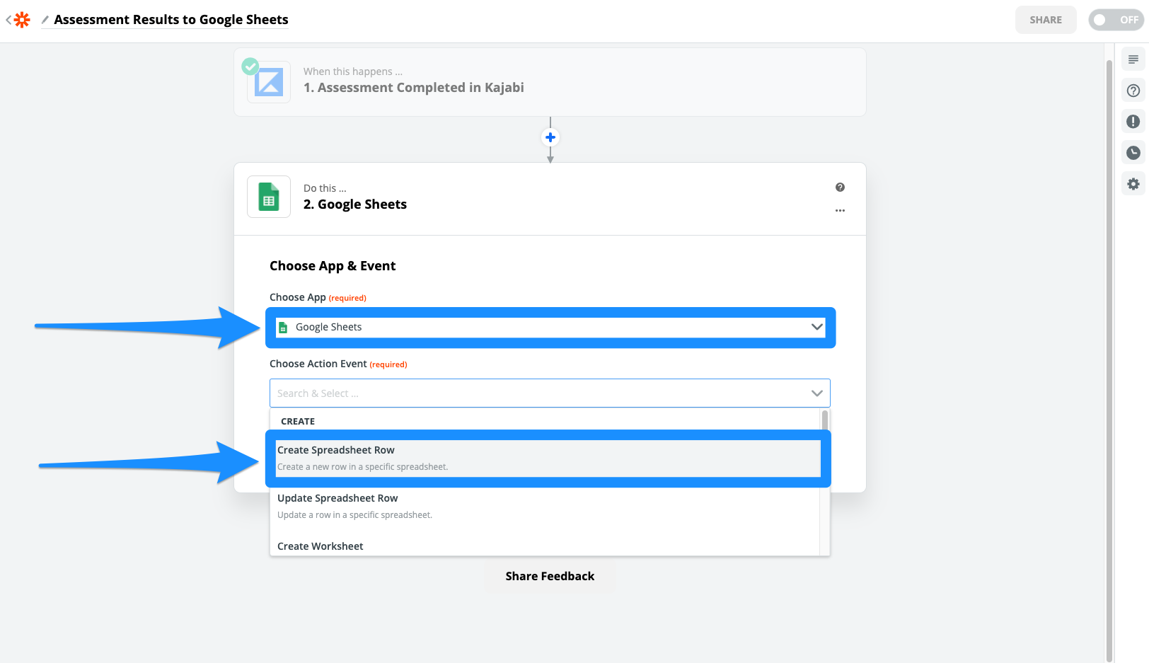 Choose Google Sheets