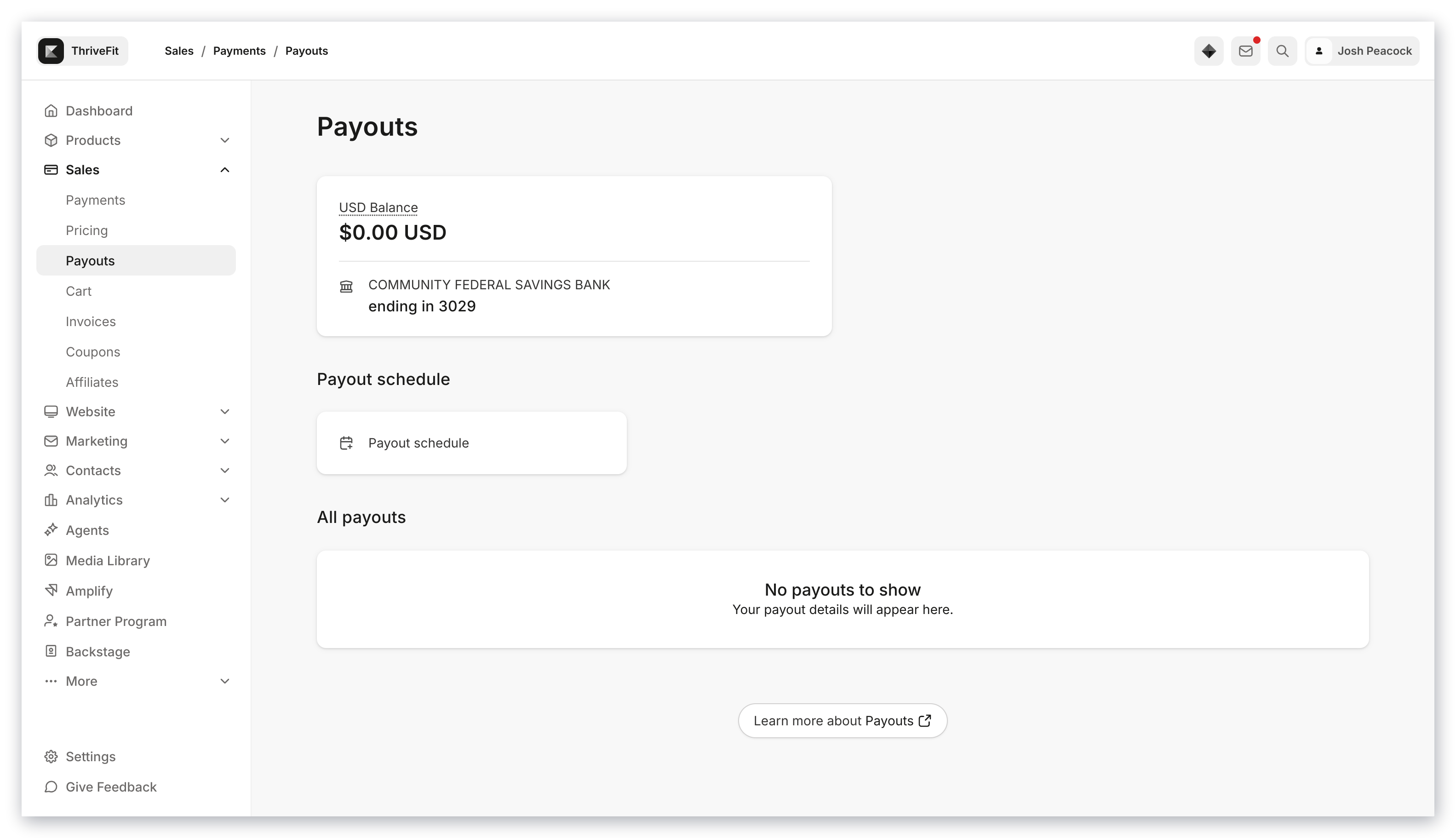 Failed payout status