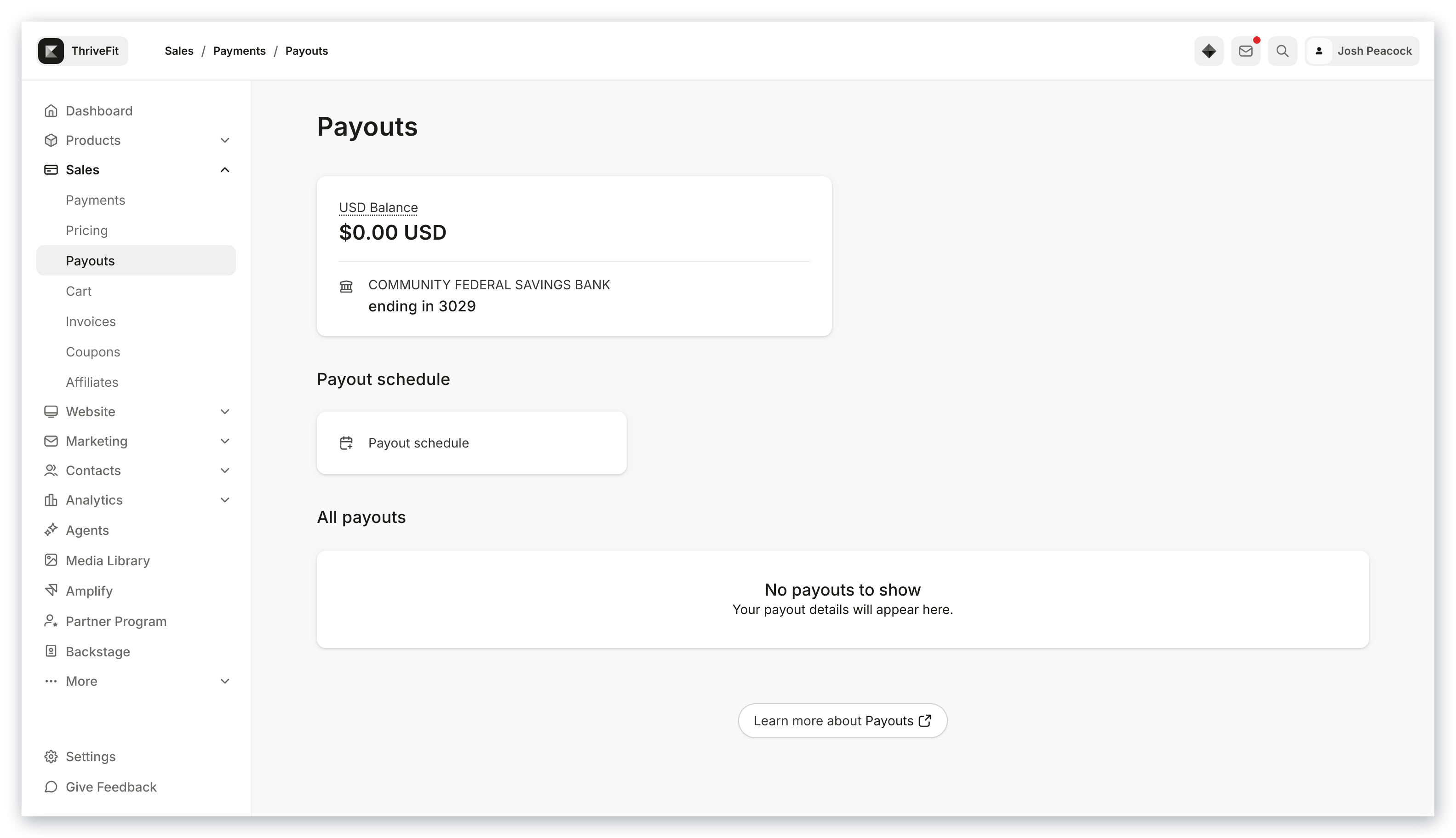 Failed payout status