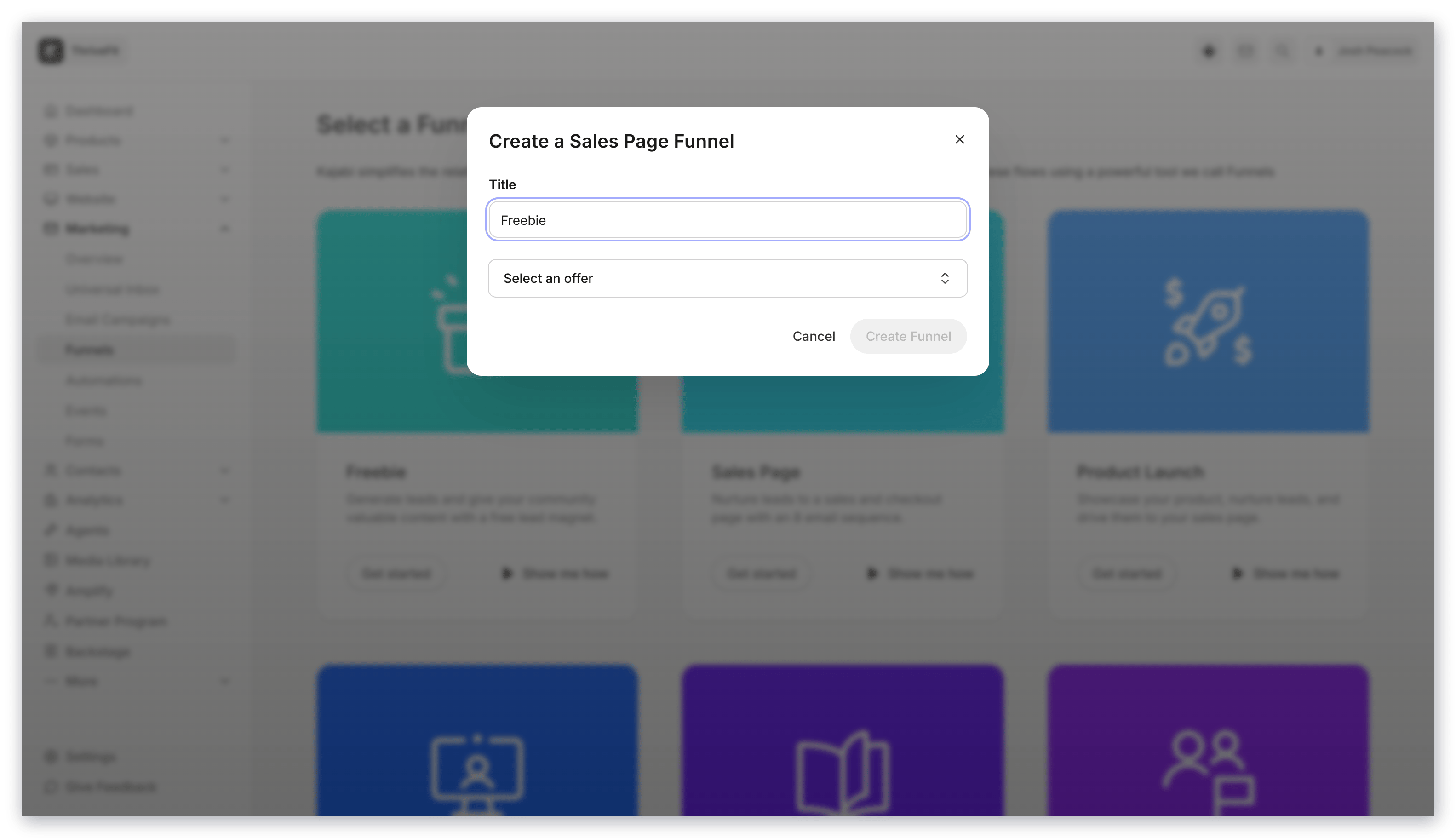 Freebie Funnel setup