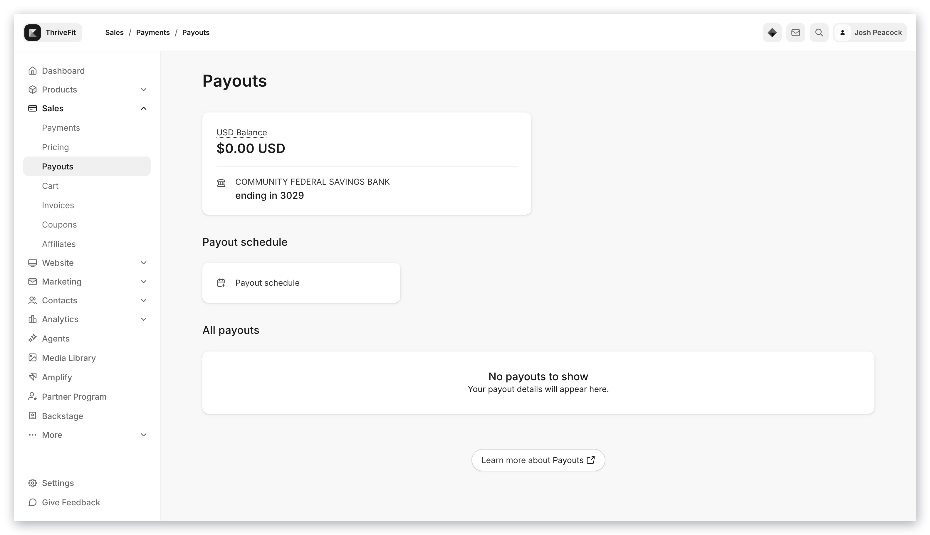 Payouts page overview