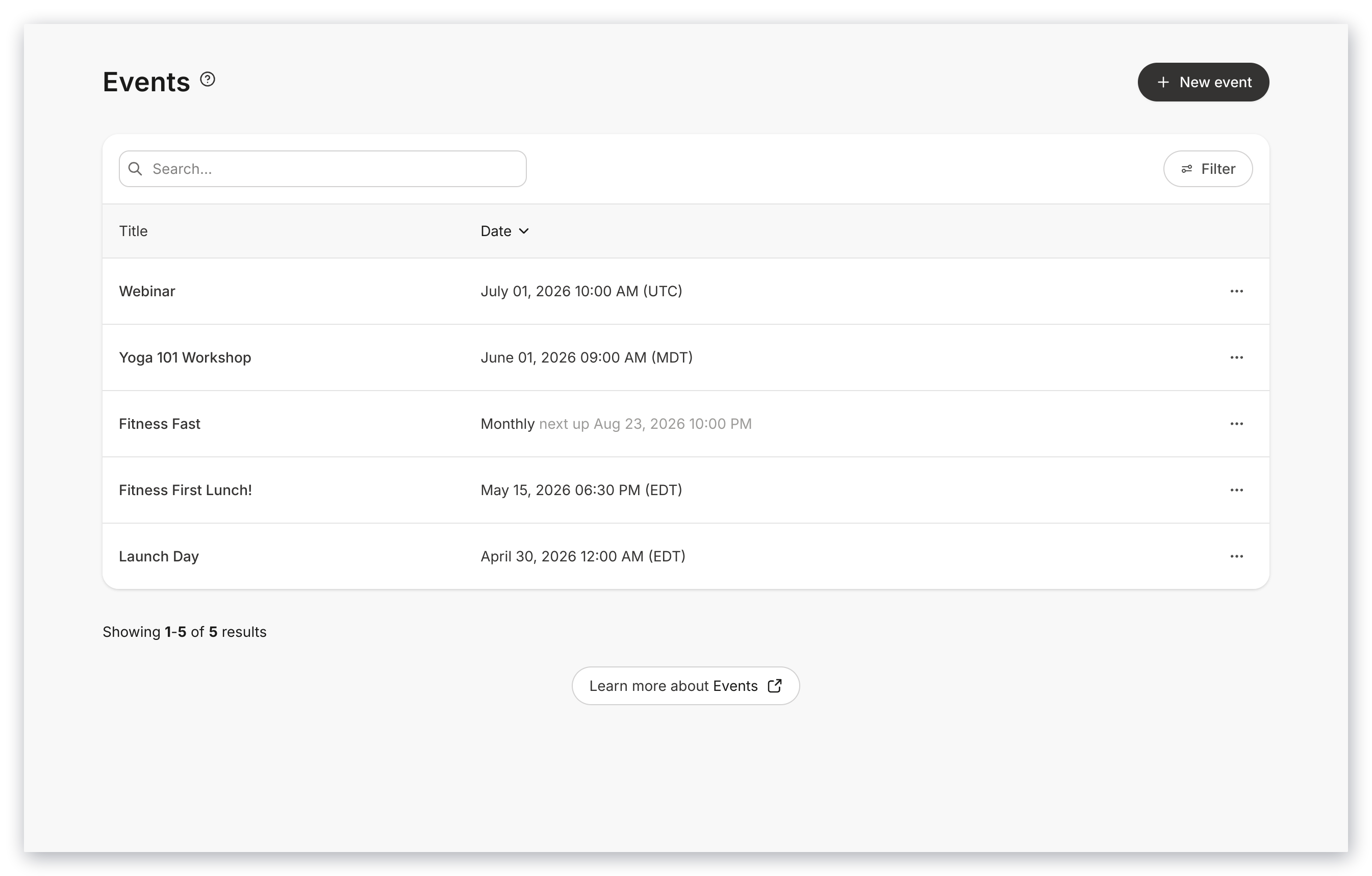 Example time slots