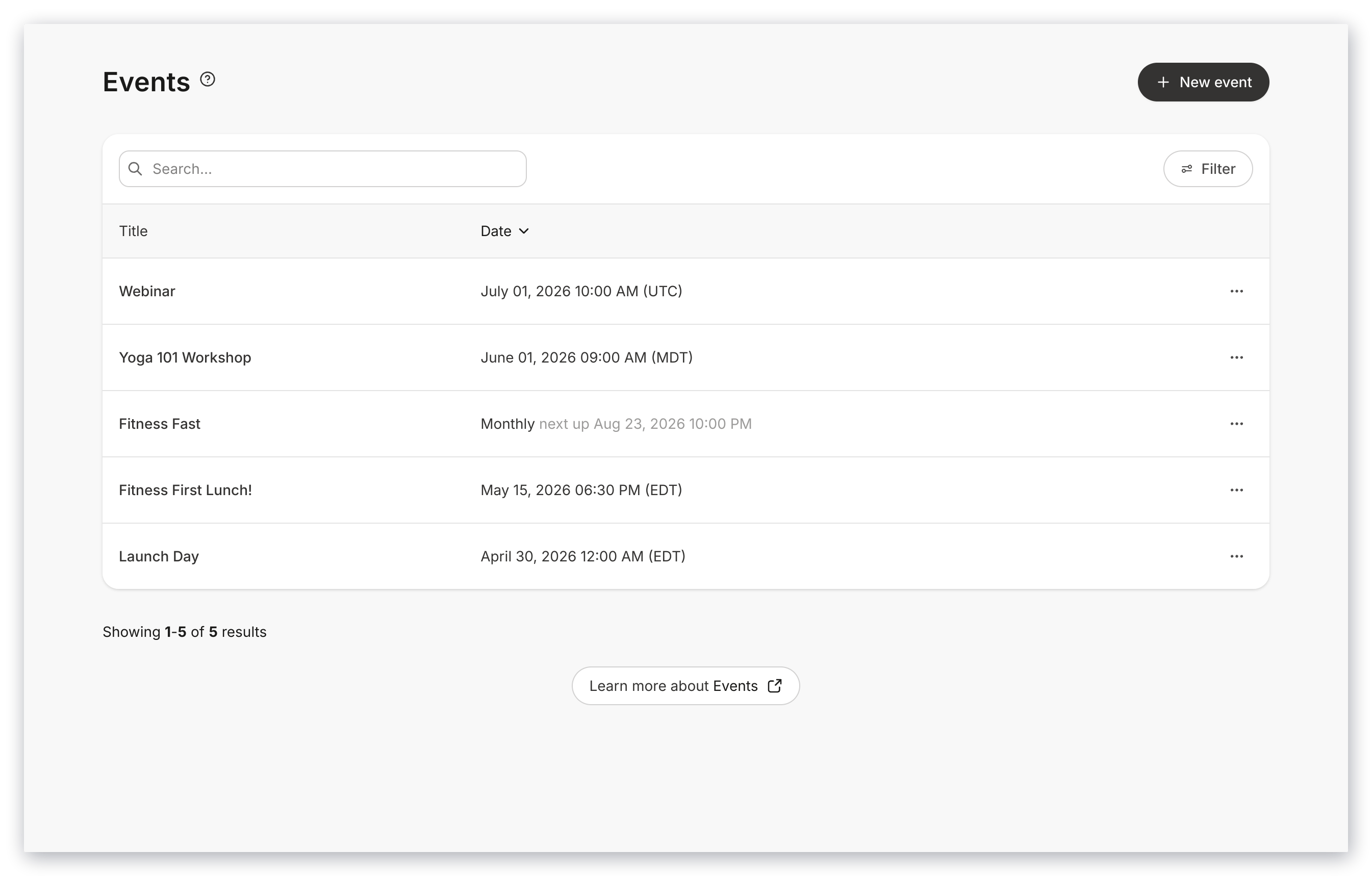 Example time slots