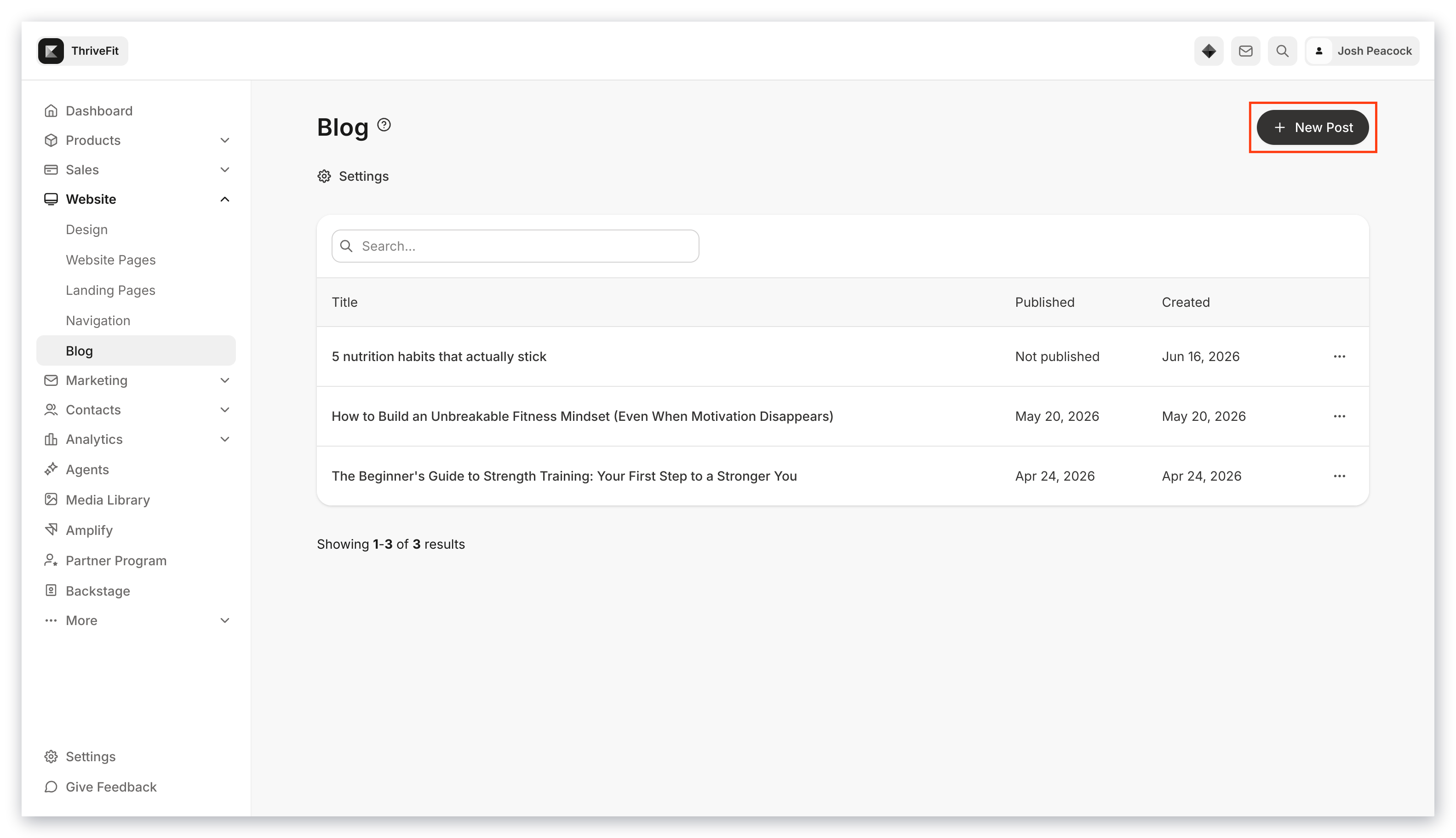 Create new blog post