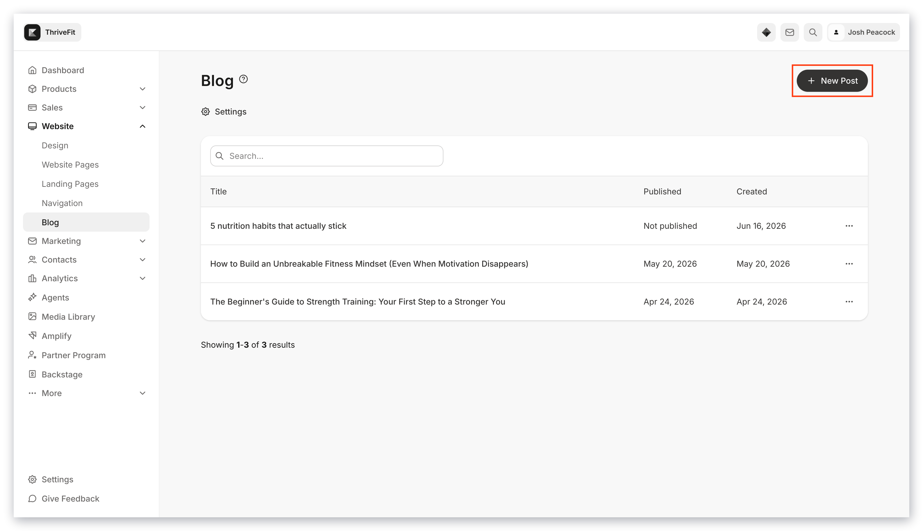 Create new blog post