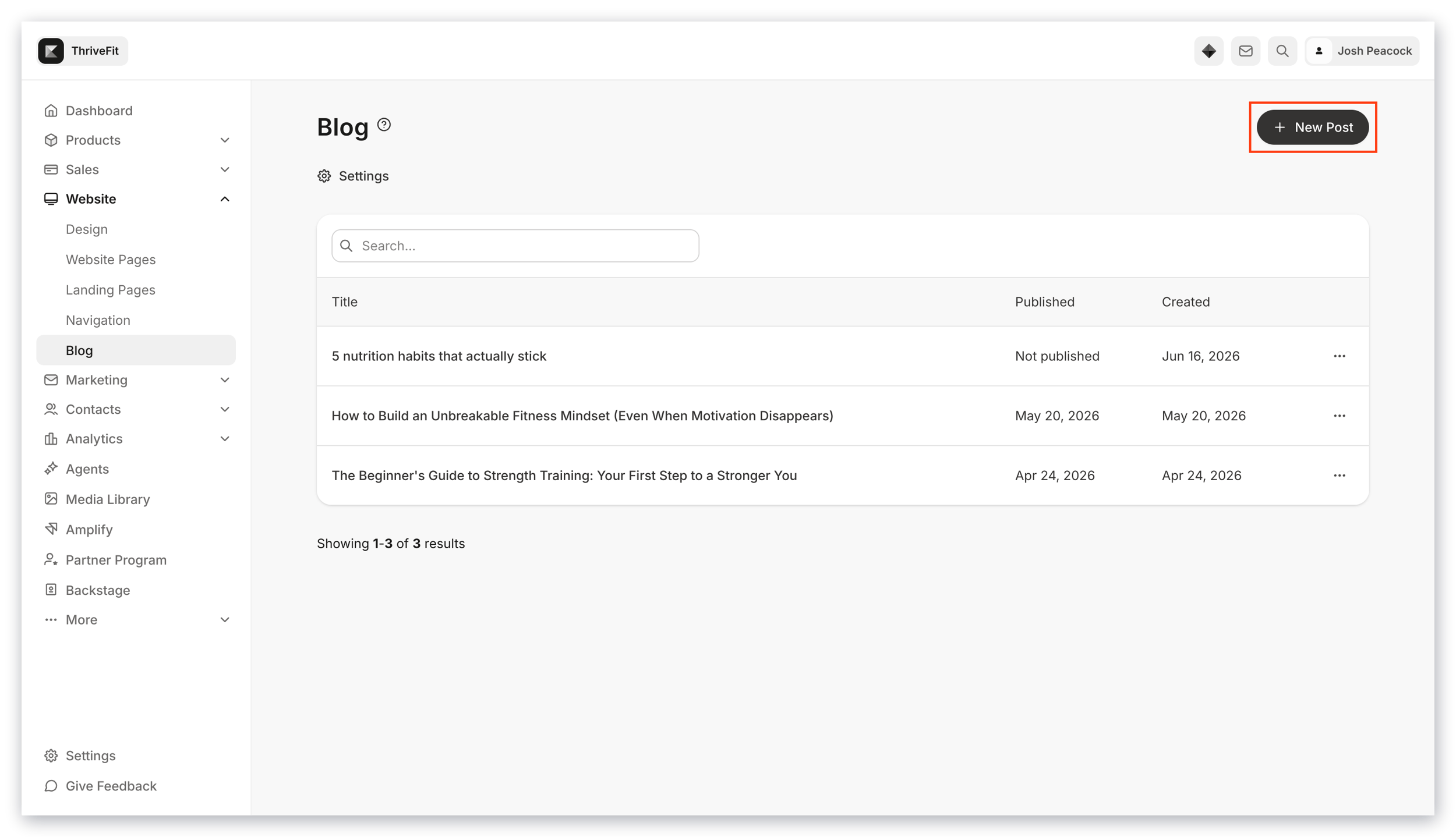 Create new blog post