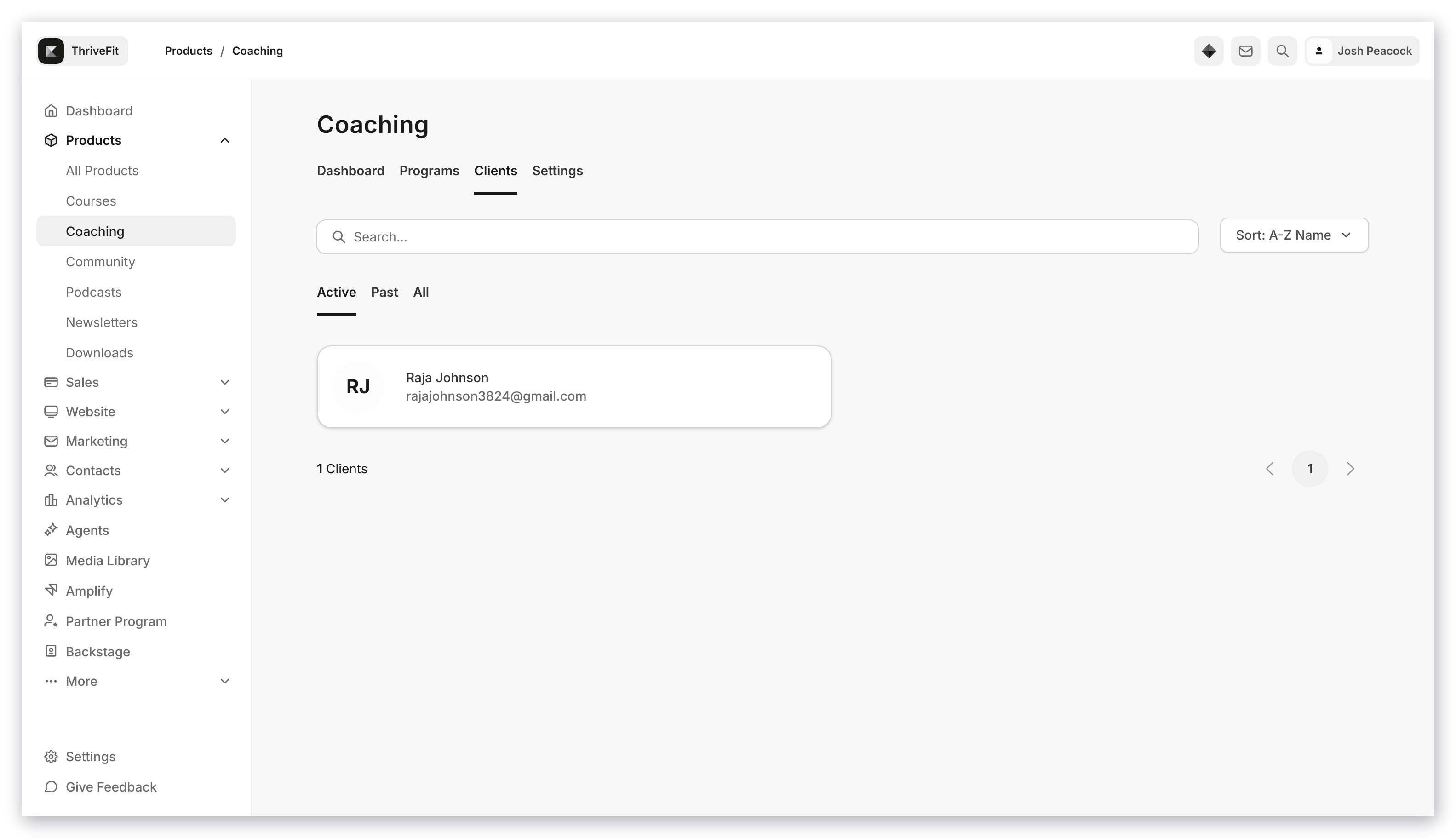 Coaching Client Admin Dashboard