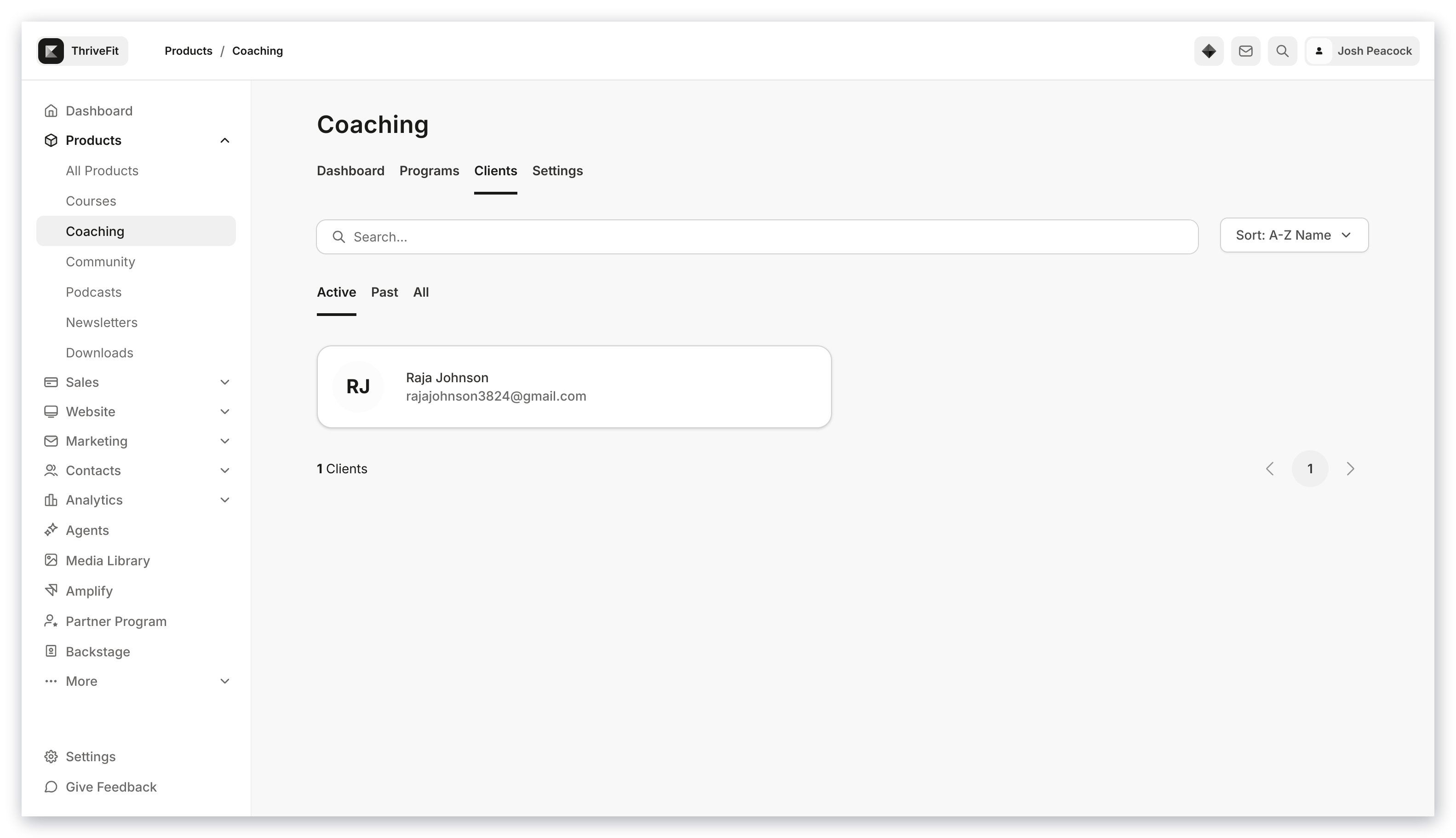 Coaching Client Admin Dashboard