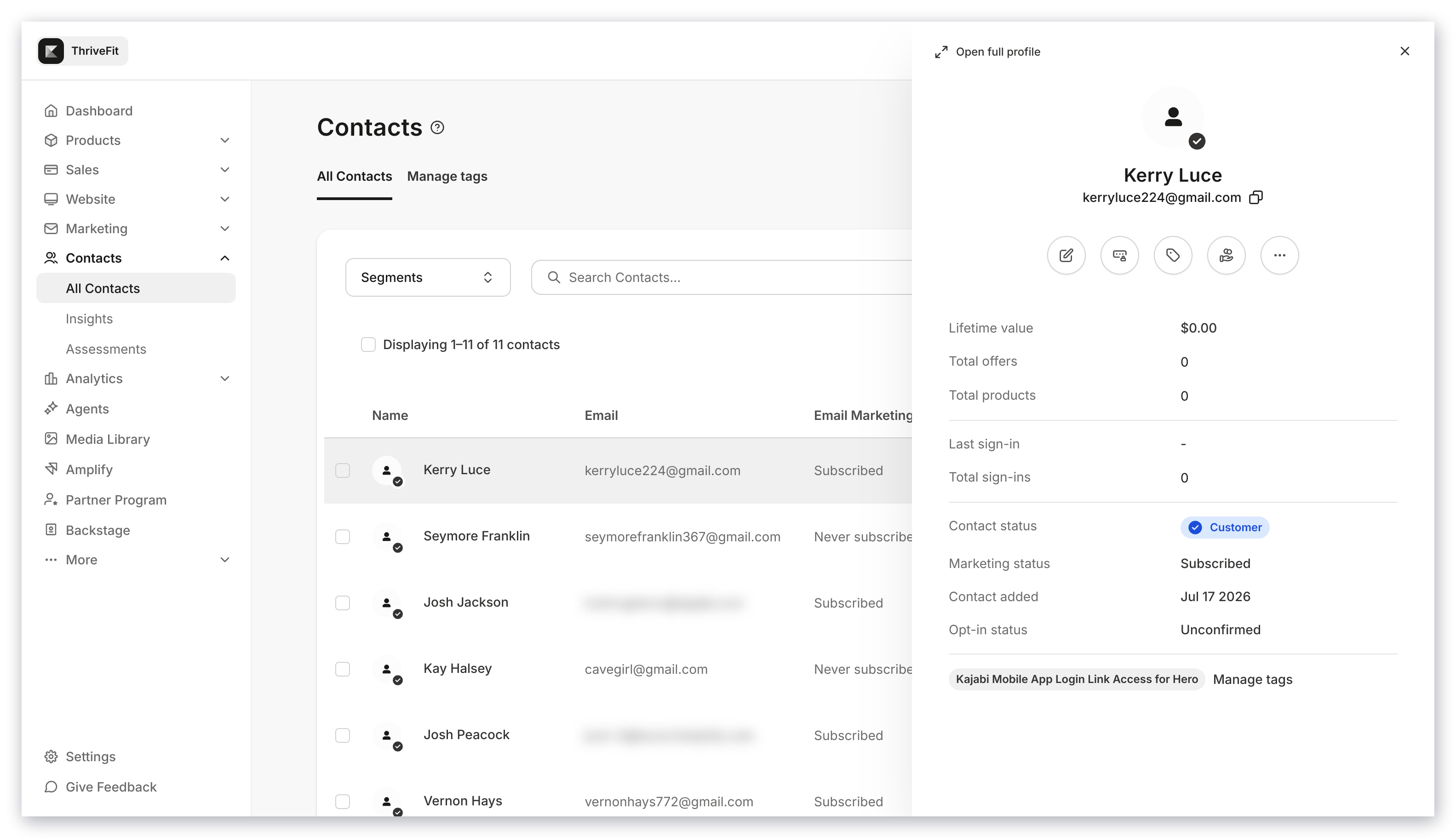 Contact quick actions
